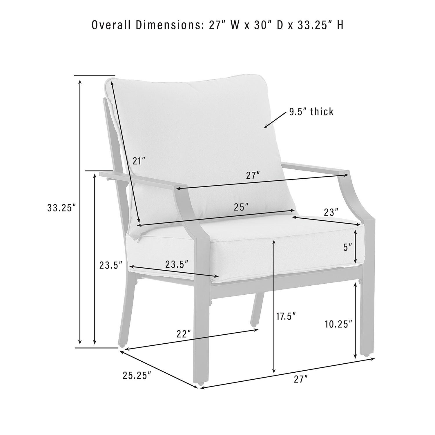 Classique Cove 4 Pc Steel Outdoor Loveseat Patio Furniture Set by Ultimate Patio - Club Chair - Dimensional thumbnail