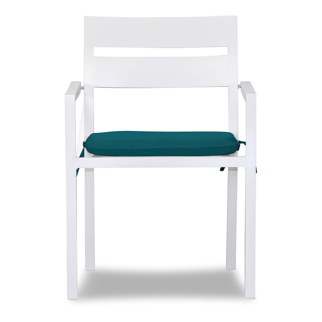Calm Bay Aluminum Dining Arm Chair in White/Spectrum Peacock by Lakeview Outdoor Designs - Front - White Background thumbnail