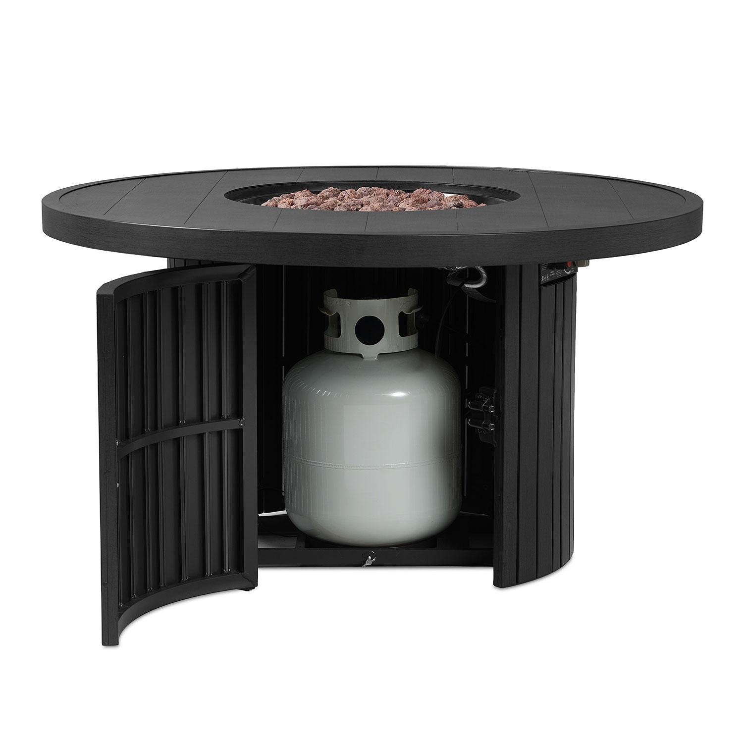 Westlook 44-in Round Metal Propane Fire Table in Black by Lakeview Outdoor Designs - Hidden Propane Tank - Detail thumbnail