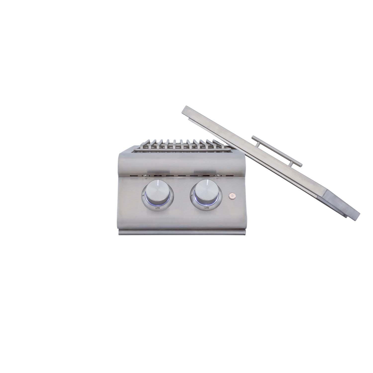 Blaze BLZ-SB2-LTEPLUS-LP LTE+ Built-In Propane Double Side Burner - Lid Off - White Background thumbnail