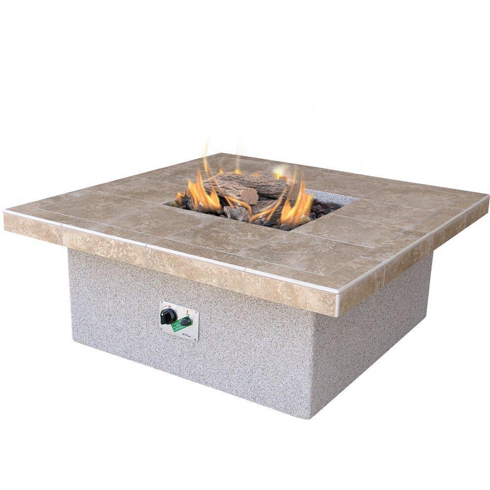 Cal Flame 48-Inch Outdoor Gas Square Firepit - Angled View thumbnail
