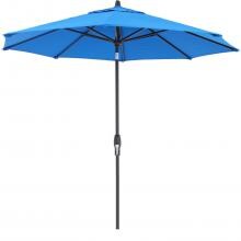 9 Ft. Octagonal Aluminum Auto Tilt Patio Umbrella W/ Crank Lift By Lakeview Outdoor Designs - Black Frame / Sunbrella Pacific Blue Canopy image
