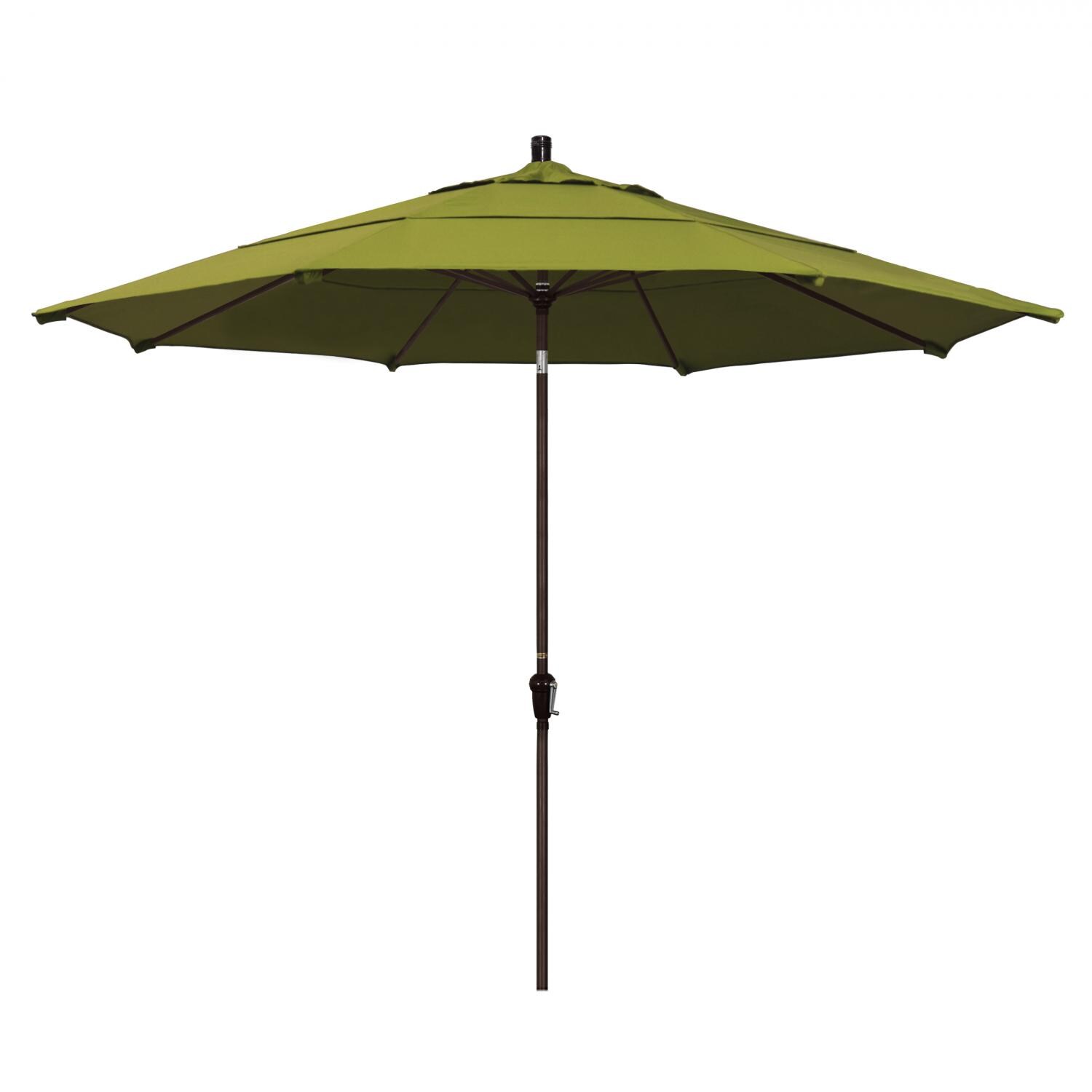 California Umbrella 11 Ft Octagonal Aluminum Auto Tilt Patio Umbrella W/ Crank Lift & Aluminum Ribs - Bronze Frame / Olefin Kiwi Canopy thumbnail