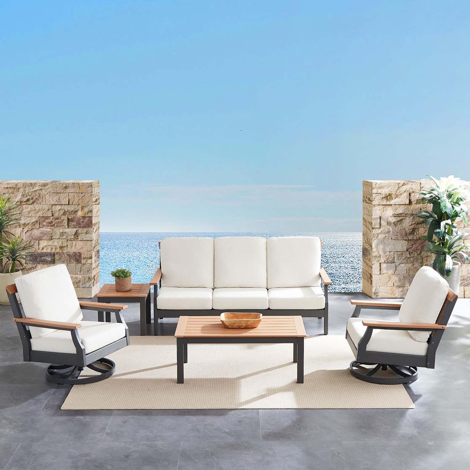 Sabine Landing 5 Pc Set Polyresin Seating Set By Lakeview Outdoor Designs - Lifestyle thumbnail