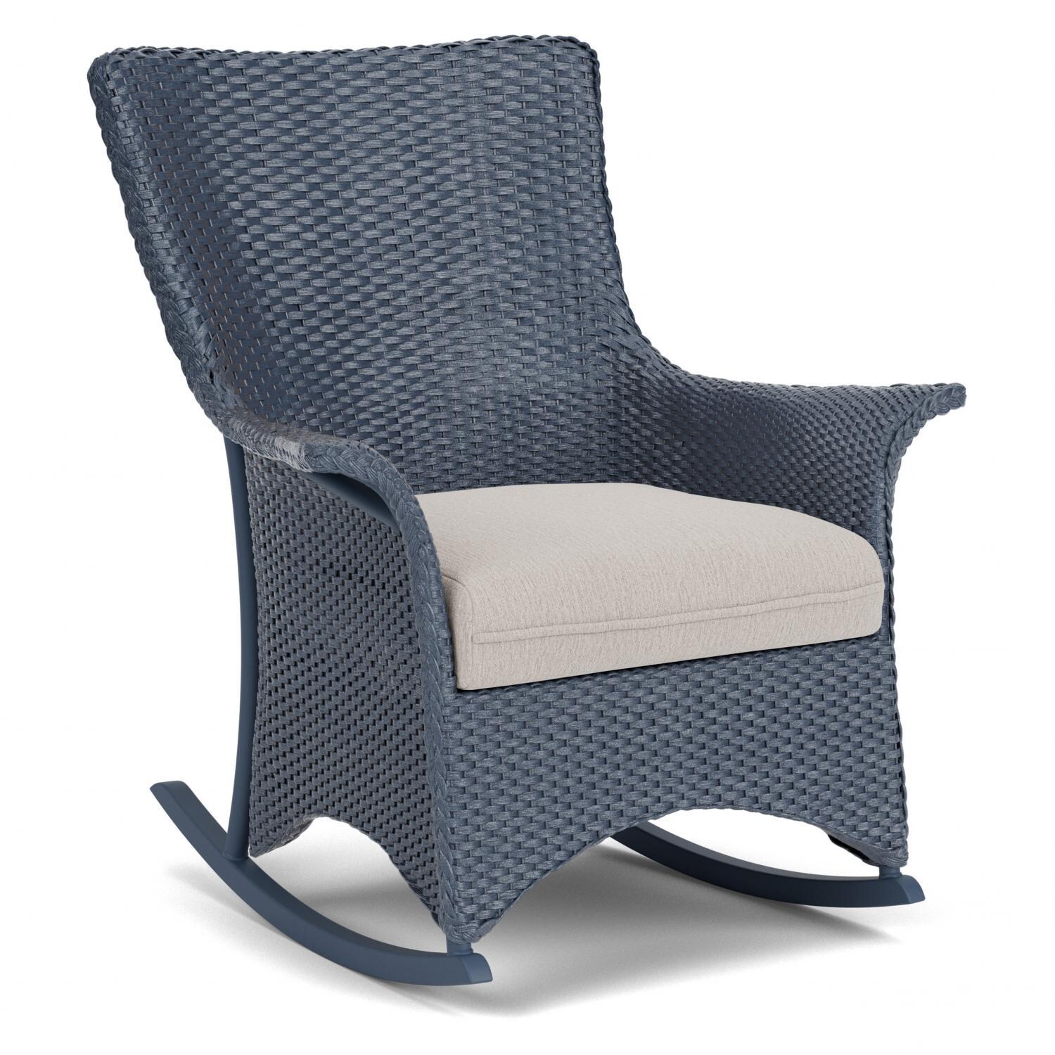Lloyd Flanders Mandalay Porch Rocker in Denim Blue Finish with Remy Cloud Fabric - Angled thumbnail