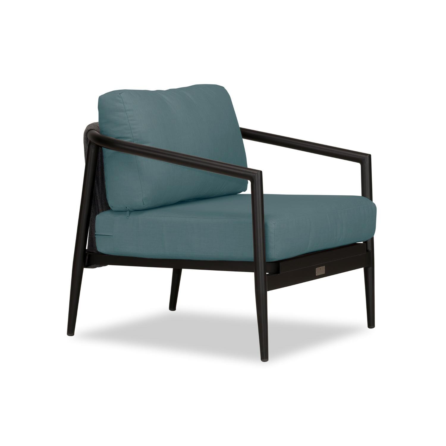 Lakeview Midnight Cove Aluminum Club Chair in Black/Carbon/Cast Lagoon - Angled - White Background thumbnail