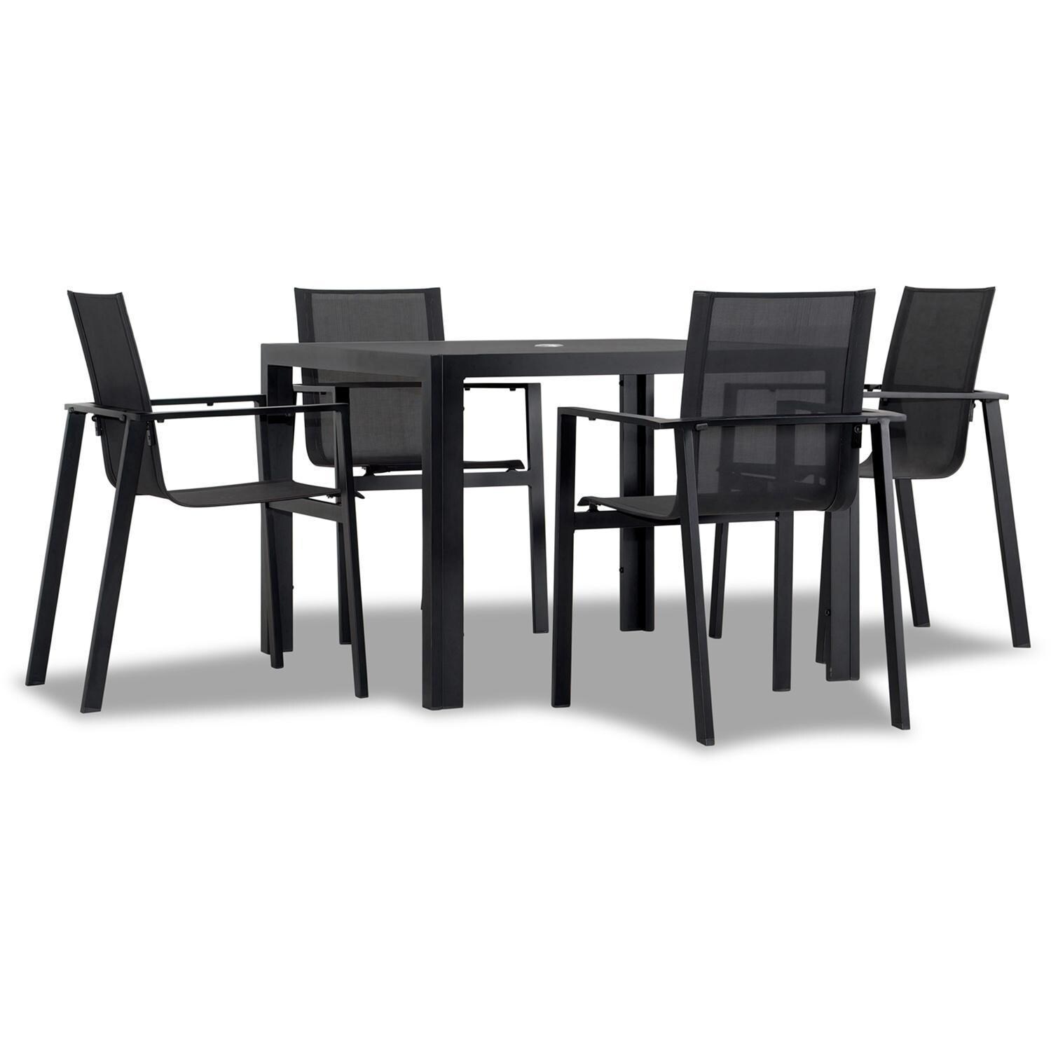 Spring Bay 5 Piece Dining Set in Black - Angled View - White Background thumbnail