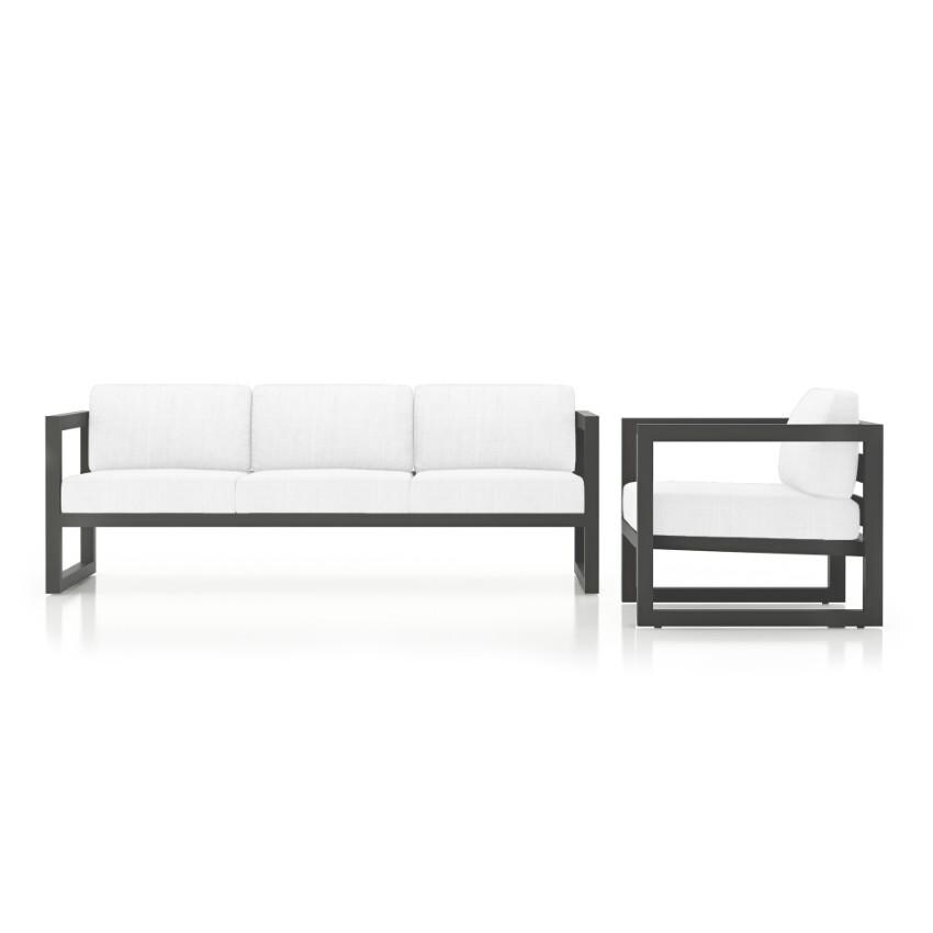 Misty Cove 2 Piece Seating Set In Slate w/Canvas Natural Cushions by Lakeview - Side View - White Background thumbnail