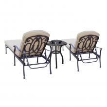 Darlee Florence 3 Piece Cast Aluminum Patio Chaise Lounge Set - End Table With Ice Bucket Insert - Antique Bronze