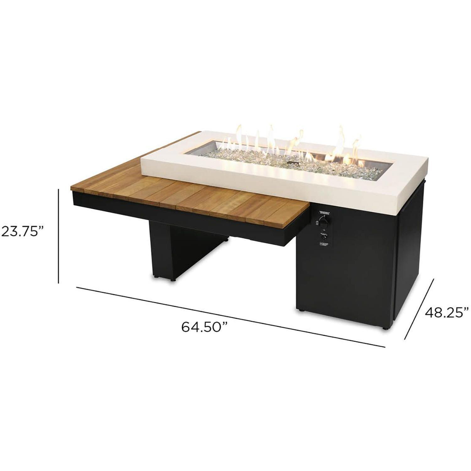 Lakeview Outdoor Designs Emfield 48 Inch Rectangular Aluminum Natural Gas Fire Pit Table In Black - Dimensional thumbnail