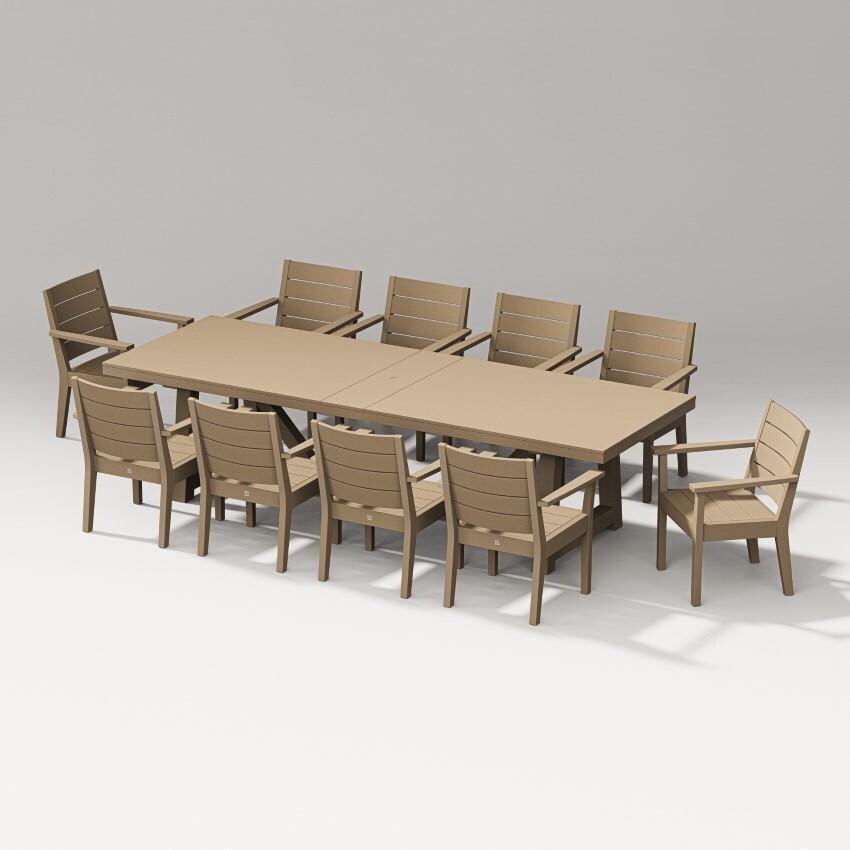 Latitude 11 Pc A-Frame Table Dining Set in Vintage Sahara by PW Designer Series - White Background thumbnail