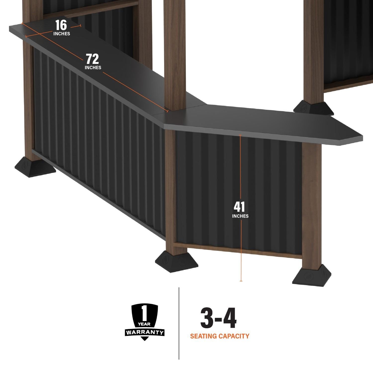 Blackstone 10 x 10-Foot Bar and Griddle/Grill Pavilion - Bar Size - Dimensional thumbnail