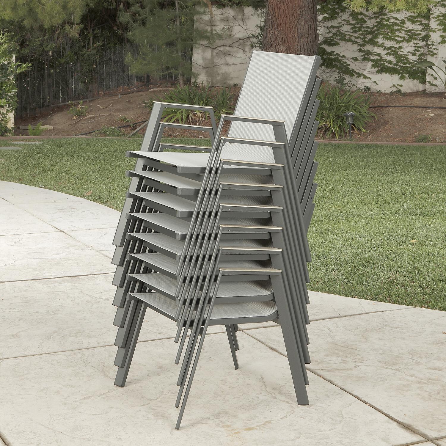 Lakeview Outdoor Designs Amite 9 Piece Aluminum Patio Dining Set - Patio Dining Chairs Can Be Stacked thumbnail