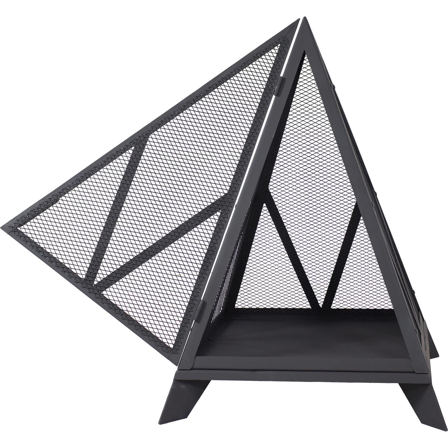 Ultimate Patio NB-048 25 Inch Pyramid Steel Wood Burning Fire Pit in Black - Open Door Design - Detail thumbnail