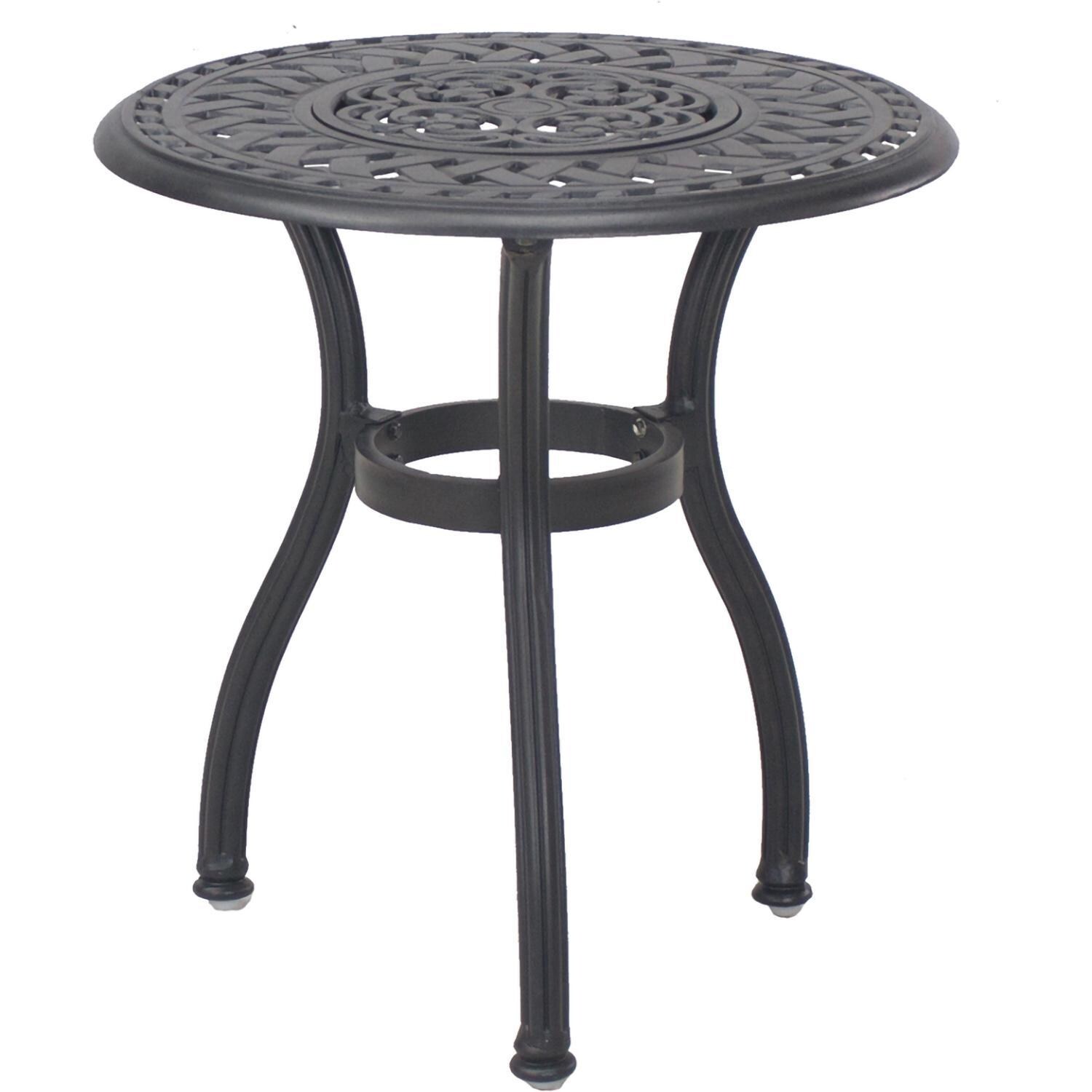 Darlee Santa Barbara 3 Pc Cast Aluminum Bistro Set w/ 24 Inch Series 60 Ice Bucket End Table - End Table - White Background thumbnail