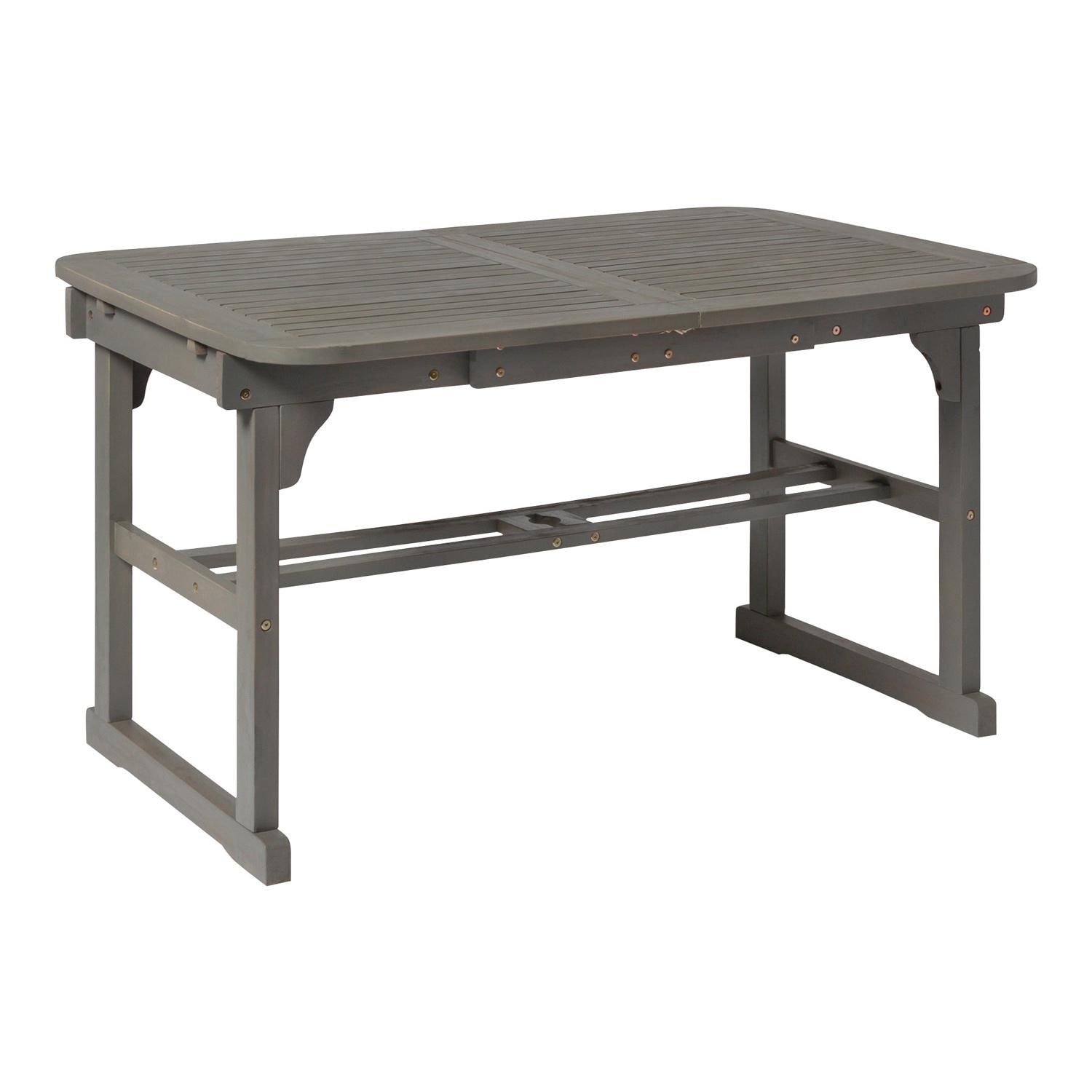 Walker Edison Midland 5579 X 35 Inch Rectangular Acacia Patio Dining Table W/ Extension Grey