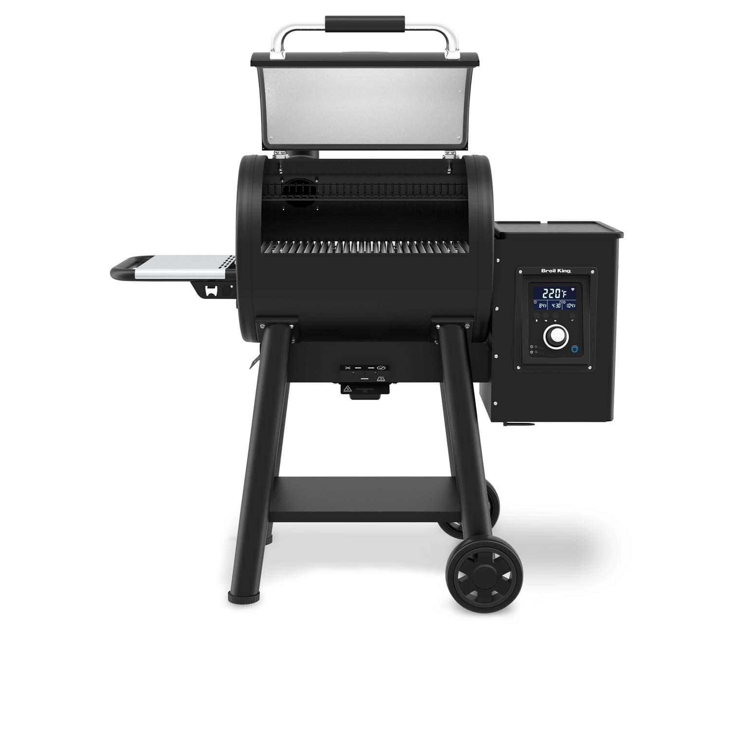 Broil King 495051 Regal 400 Wi-Fi & Bluetooth Controlled 26-in Pellet Grill - Lid Open - White Background thumbnail