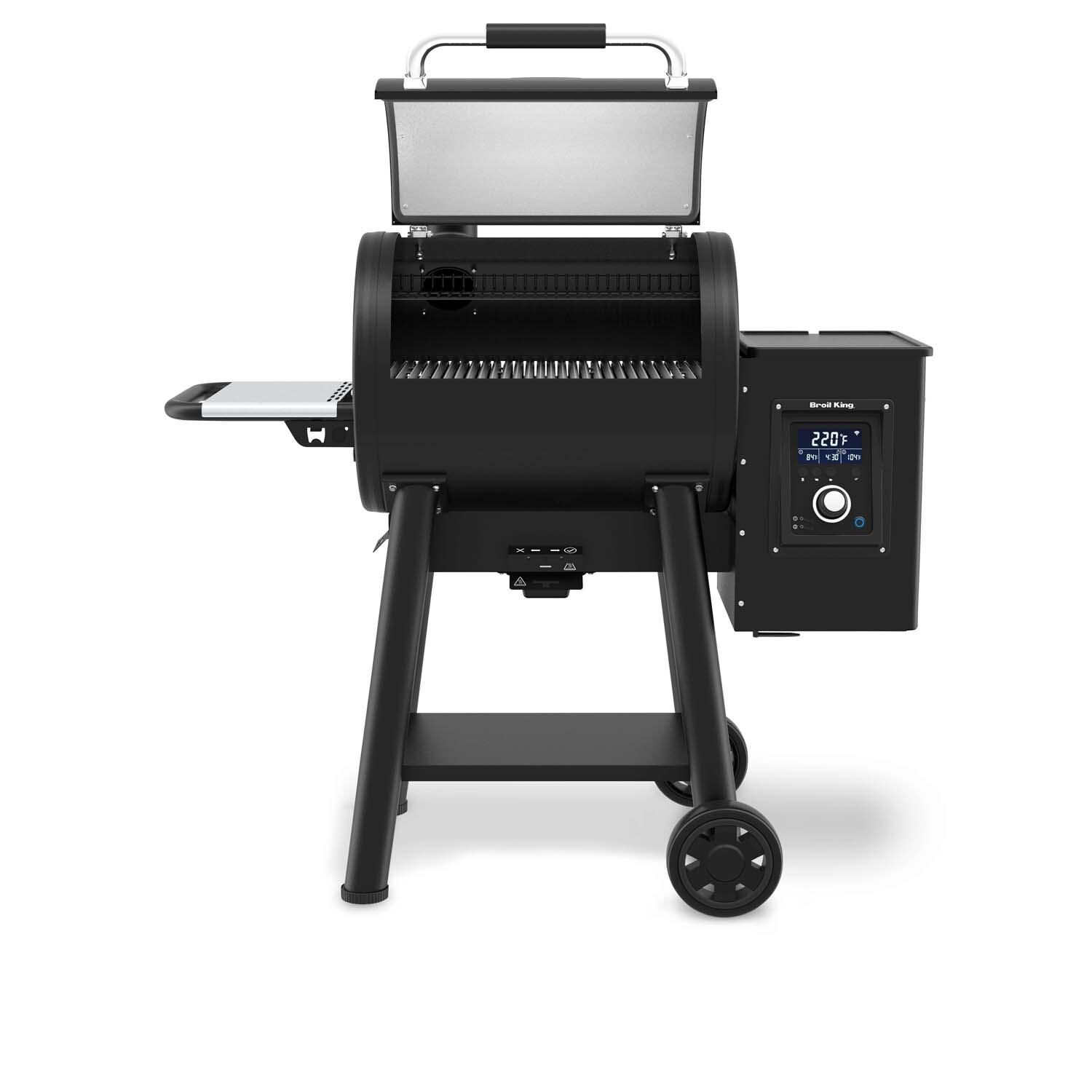 Broil King 495051 Regal 400 Wi-Fi & Bluetooth Controlled 26-in Pellet Grill - Lid Open - White Background thumbnail