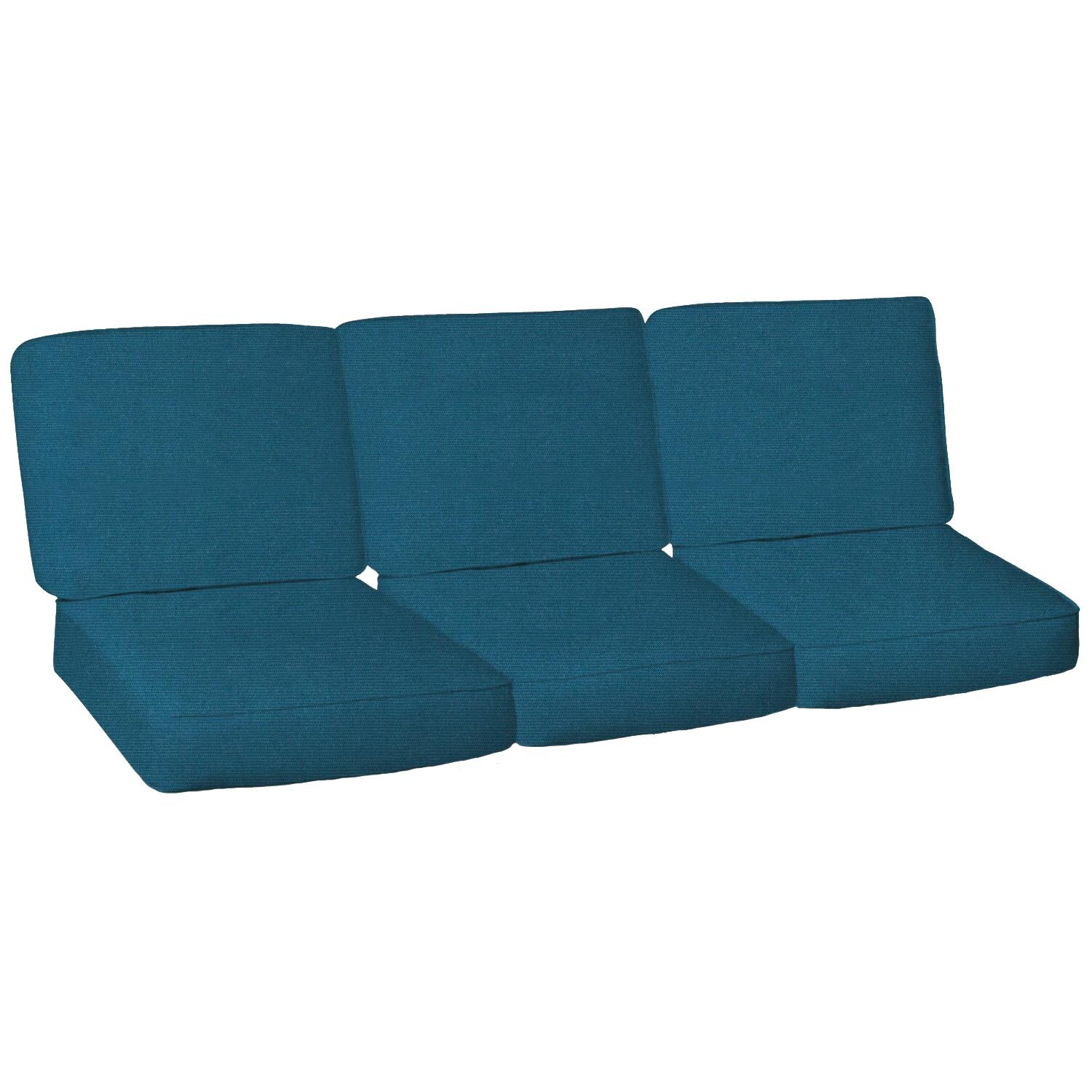 Sunbrella Spectrum Peacock 6 Piece Small Outdoor Replacement Sofa Cushion Set W/ Piping By BBQGuys Signature