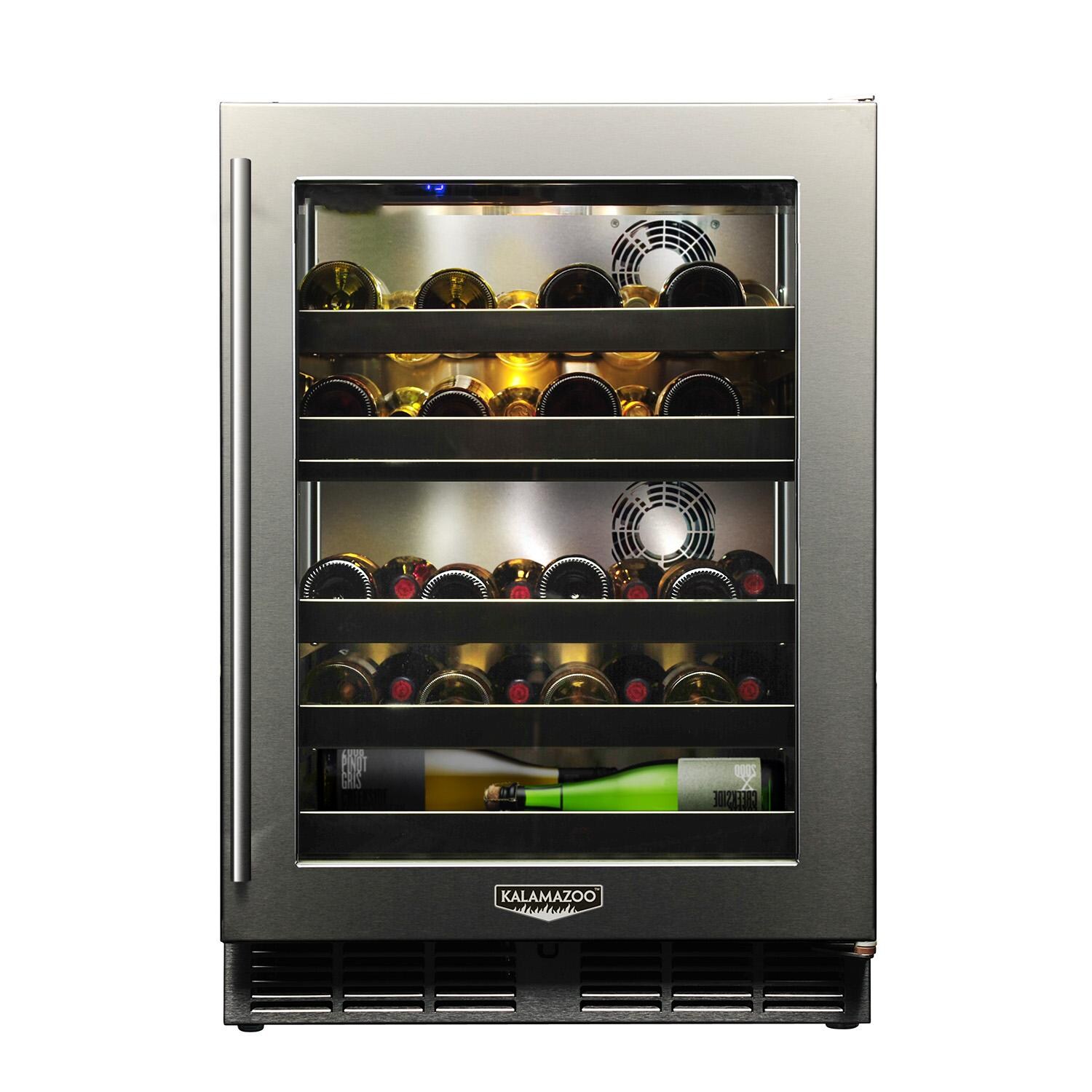 Kalamazoo Signature 24 Inch Dual-Zone Outdoor Wine Chiller - Right Hinge - Lock - Marine-Grade - K-HP24DO-4-3RL-M6