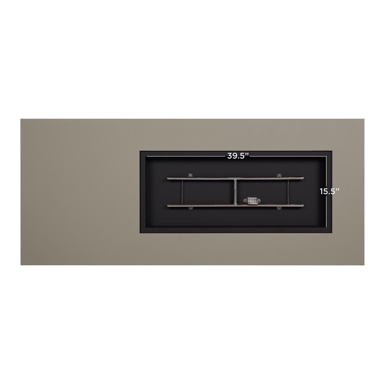 Elysian 75-in Rectangular Steel Propane Fire Pit Table in Mist Gray by Lakeview - Burner - White Background thumbnail