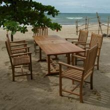 Bahama Wilshire 7 Piece Teak Patio Dining Set W/ 71 X 35 Inch Rectangular Extension Table By Anderson Teak
