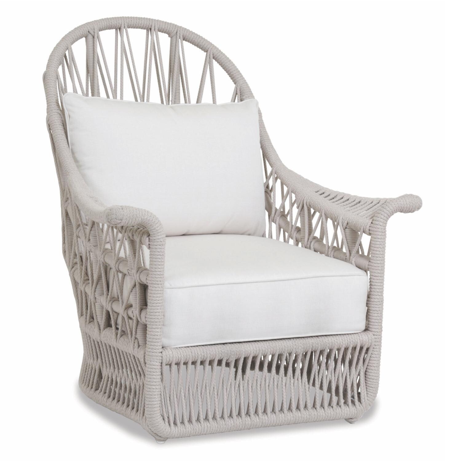 Sunset West - Dana 3 Piece Olefin Rope Patio Conversation Set W/ End Table, Ottoman, & Sunbrella Linen Canvas Cushions - Dana Patio Wing Chair thumbnail