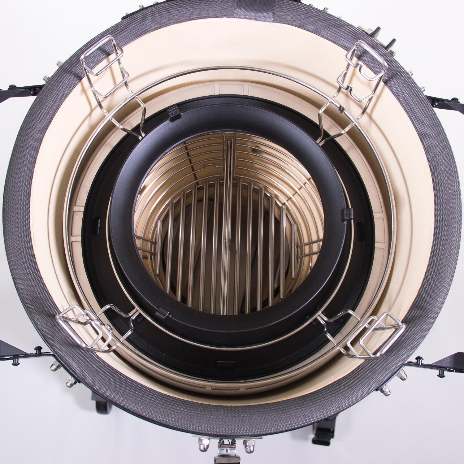 Kamado Joe Classic III 18-in Ceramic Kamado Grill Bundle - SloRoller Open - Detail thumbnail