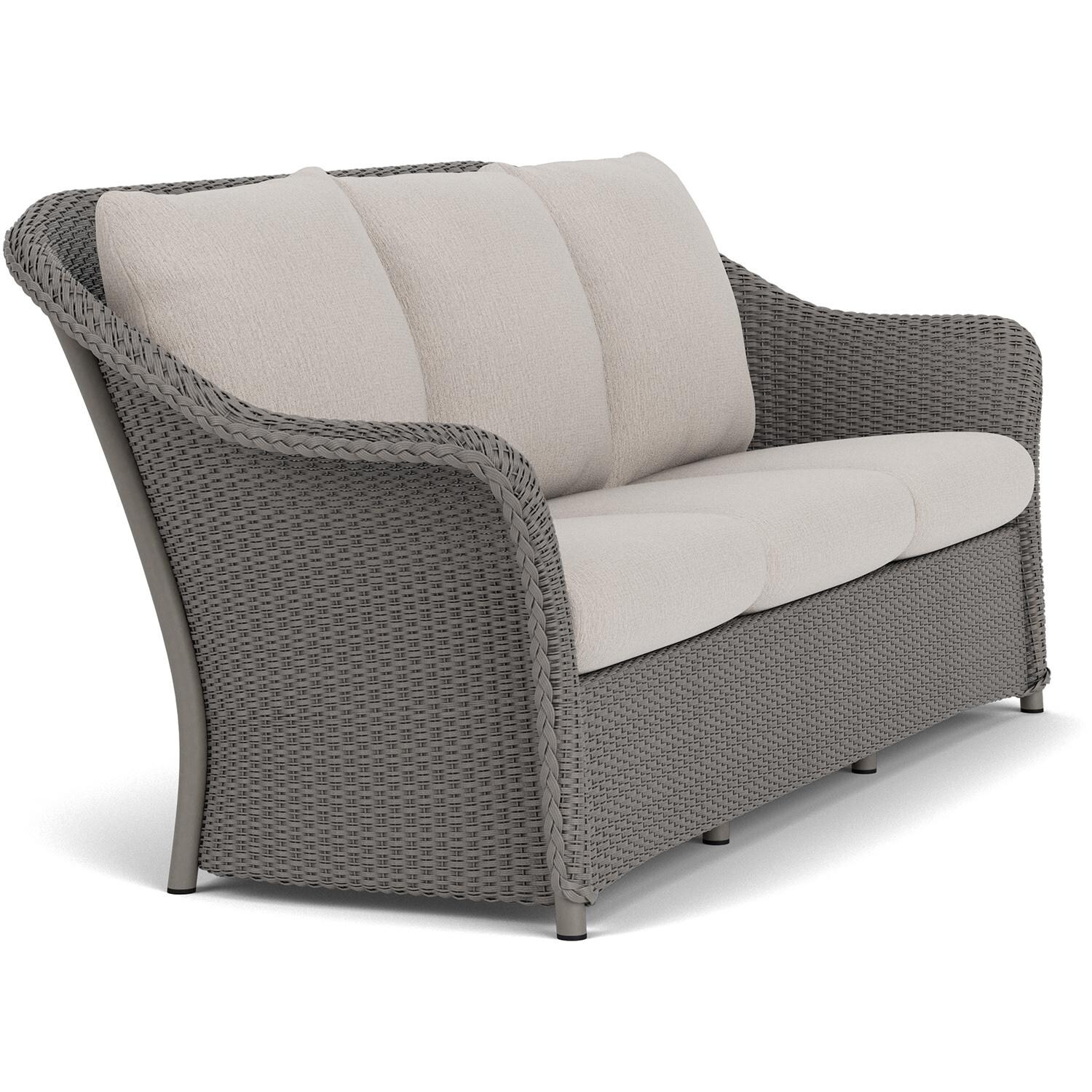 Lloyd Flanders Weekend Retreat Sofa in Pewter Finish W/ Remy Cloud Fabric - Angled thumbnail