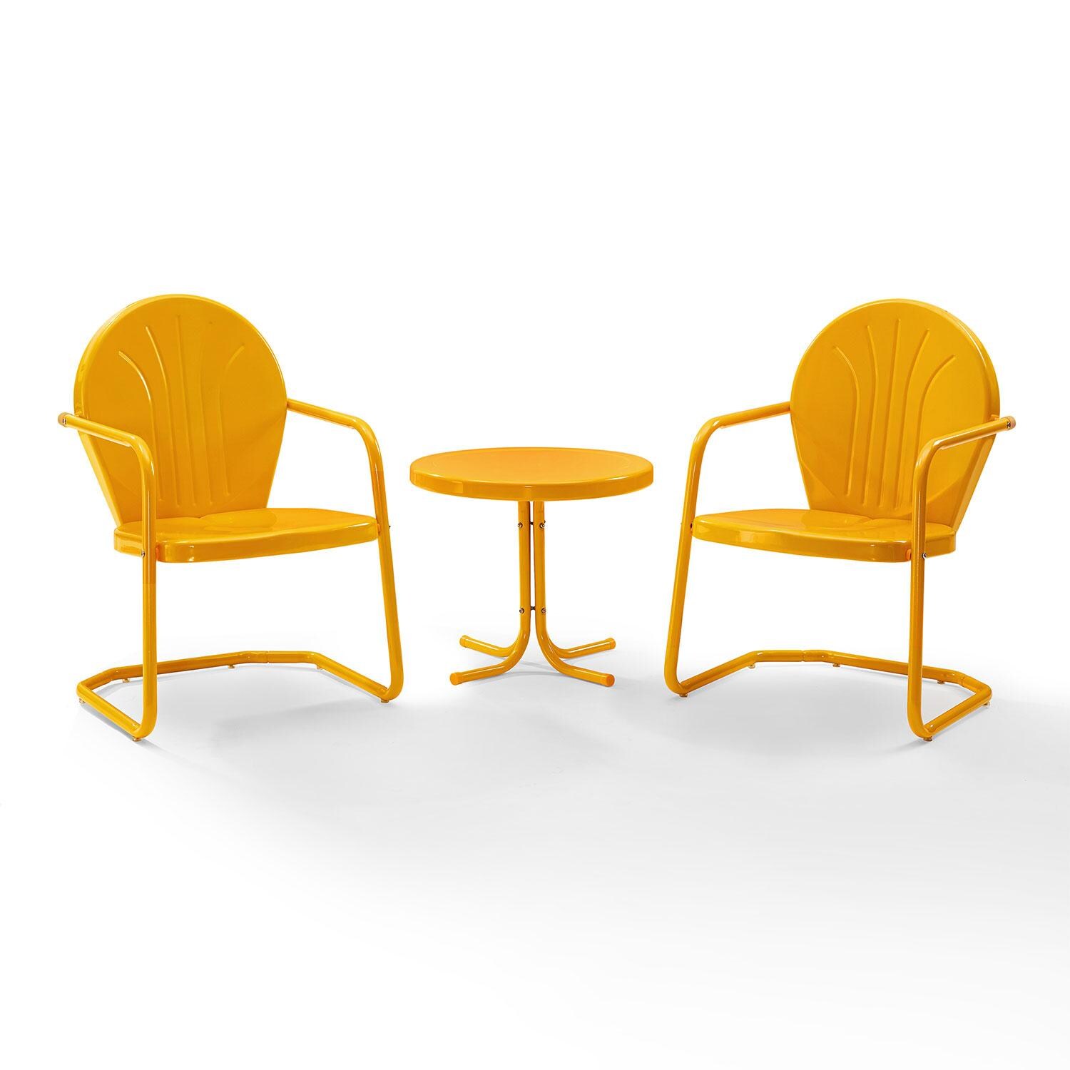Ultimate Patio UP-32237TG 3Pc Retro Outdoor Chair Set in Tangerine Gloss - Display - White Background thumbnail