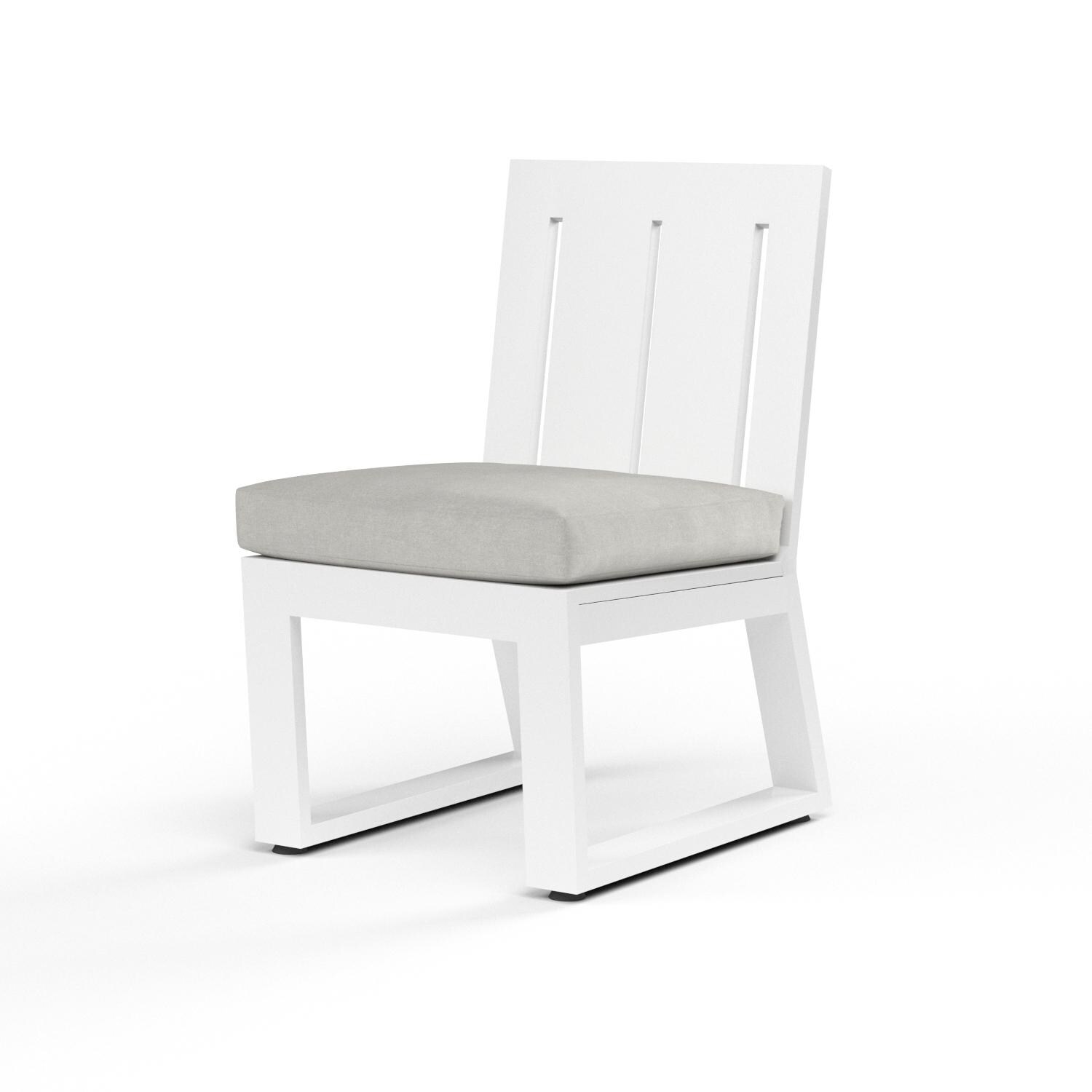 Sunset West Newport Aluminum Armless Patio Dining Chair W/ Sunbrella Cast Silver Cushion