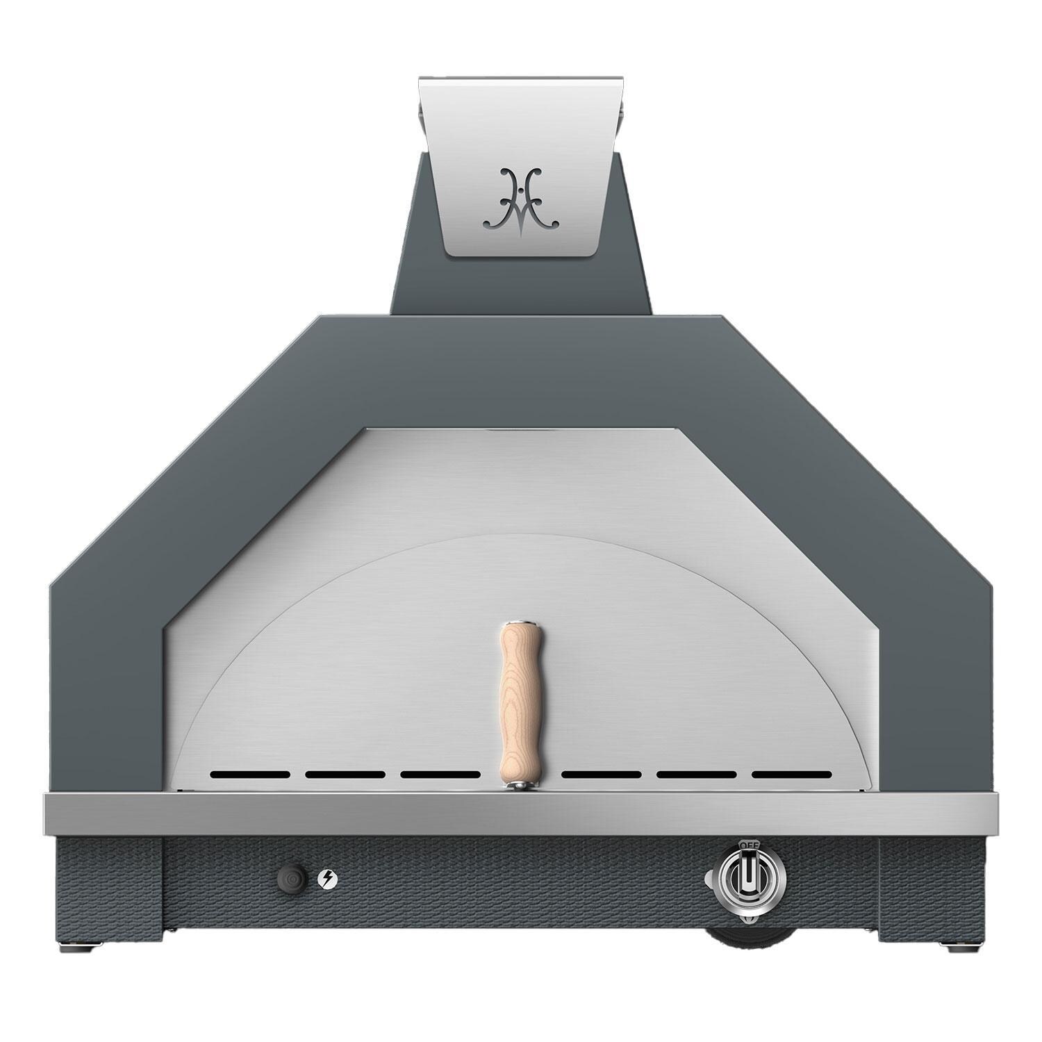 Hestan Campania 33 Inch Countertop Stainless Steel Natural Gas Pizza Oven w/ Light Kit - Pacific Fog