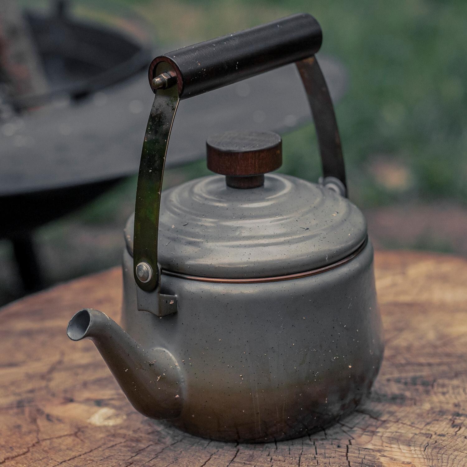 Barebones Living CKW-379 Enamel Teapot - Slate Gray - Lifestyle thumbnail