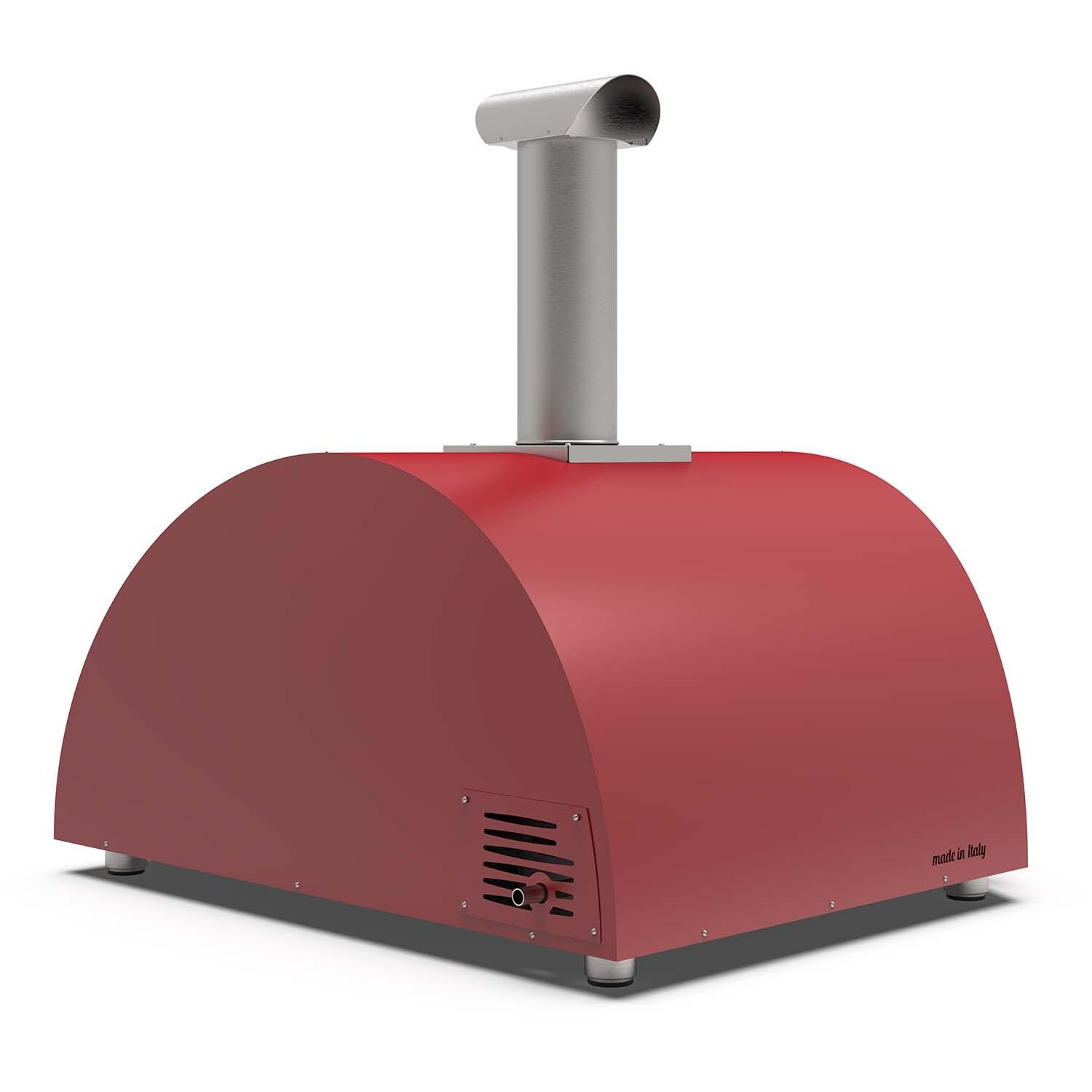 Alfa FXMD-5P-MROR-U Moderno 5 Pizze Natural Gas Pizza Oven - Antique Red - Back Right Angled View - White Background thumbnail