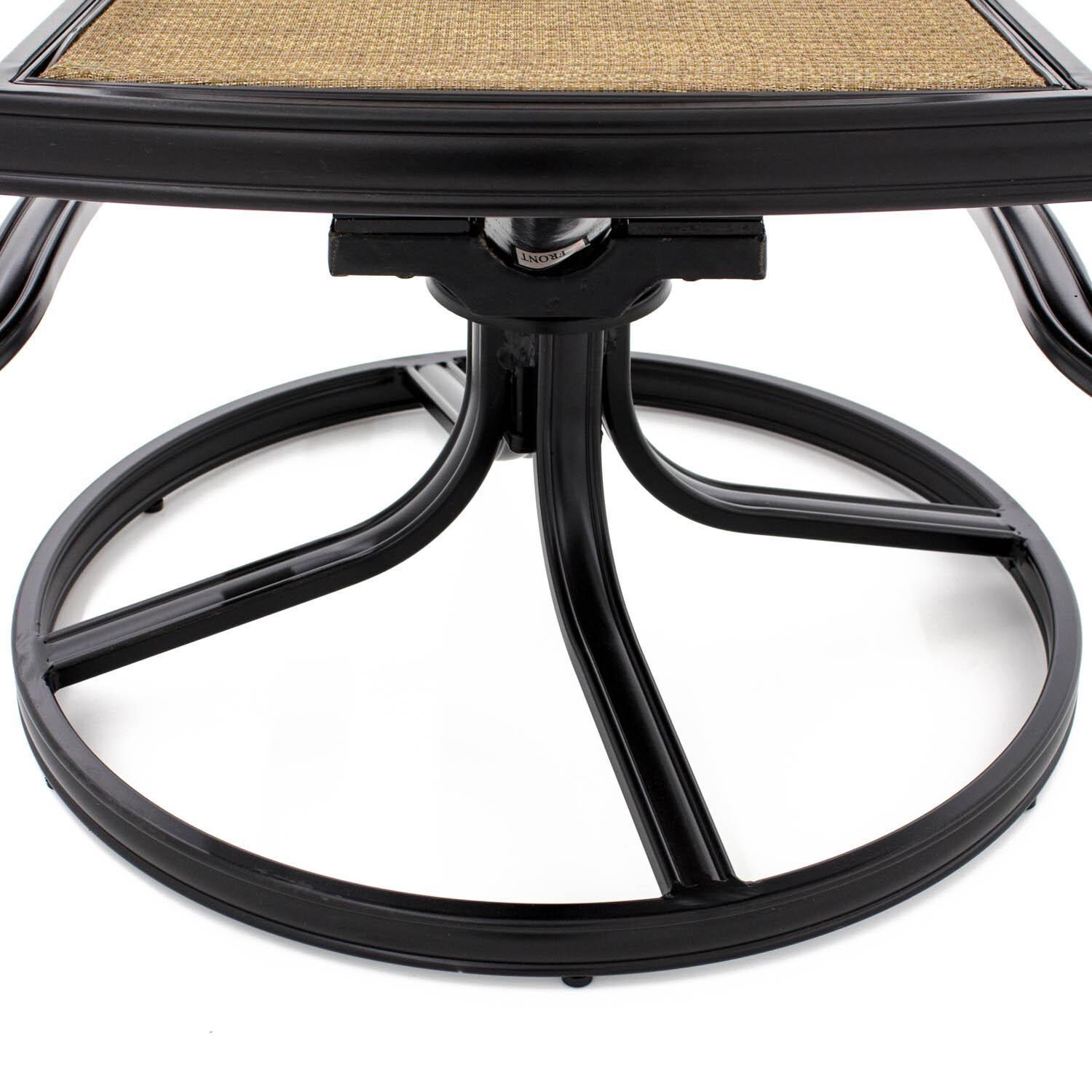 Bocage Sling Patio Swivel Rocker Dining Chair W/ Sunbrella Heather Beige Cushion - Swivel Detail thumbnail