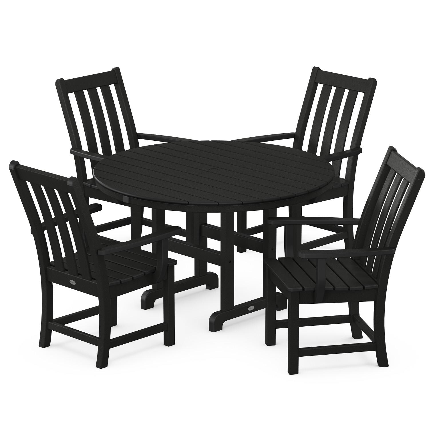 POLYWOOD PWS651-1-BL Vineyard 5-Piece Round Arm Chair Dining Set thumbnail