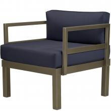 Ashbee Aluminum Patio Club Chair By Telescope Casual - Textured Beachwood/Indigo