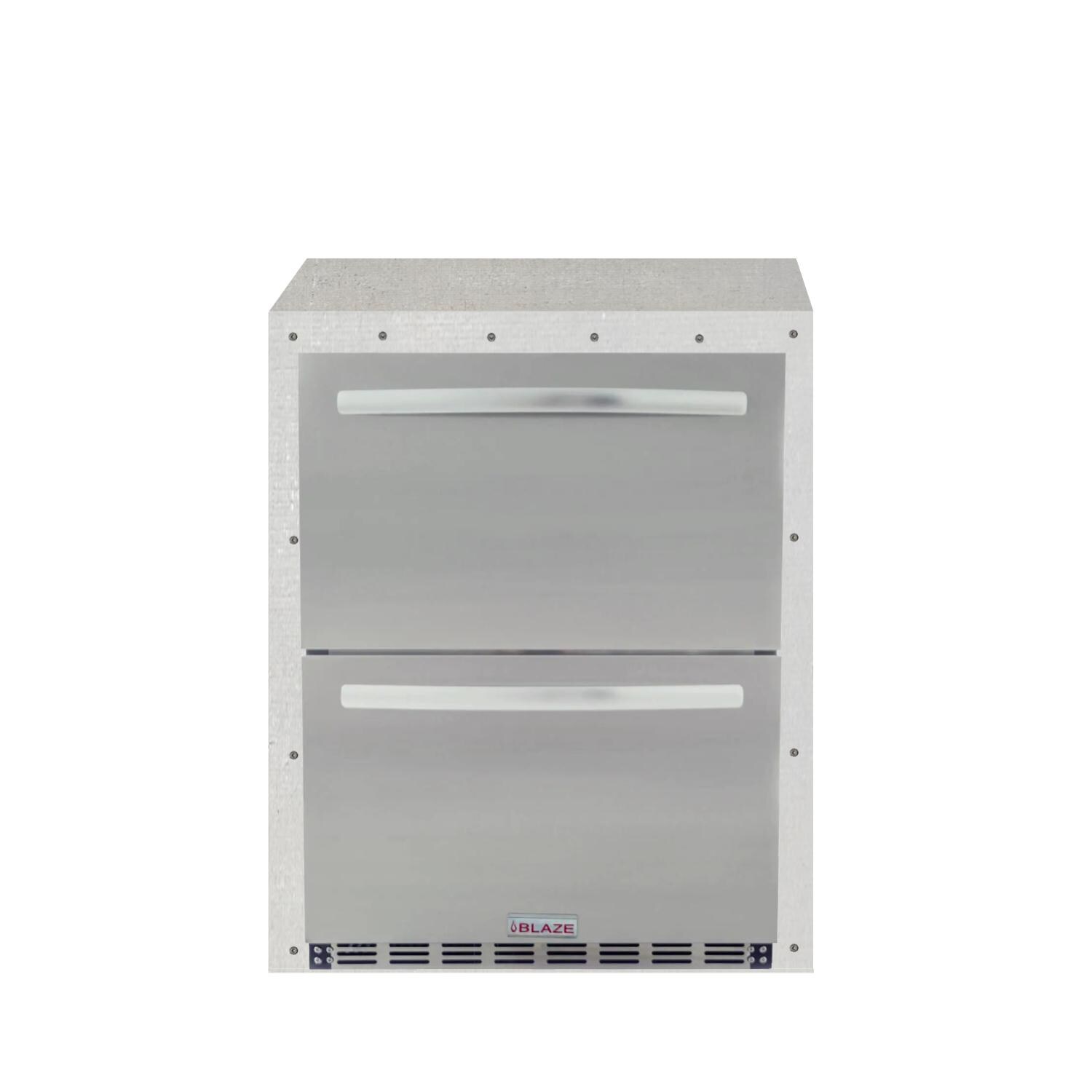 BBQGuys Signature 29-Inch Ready for Finish Outdoor Kitchen Module w/ Blaze 24-Inch Double Drawer Outdoor Rated Refrigerator thumbnail