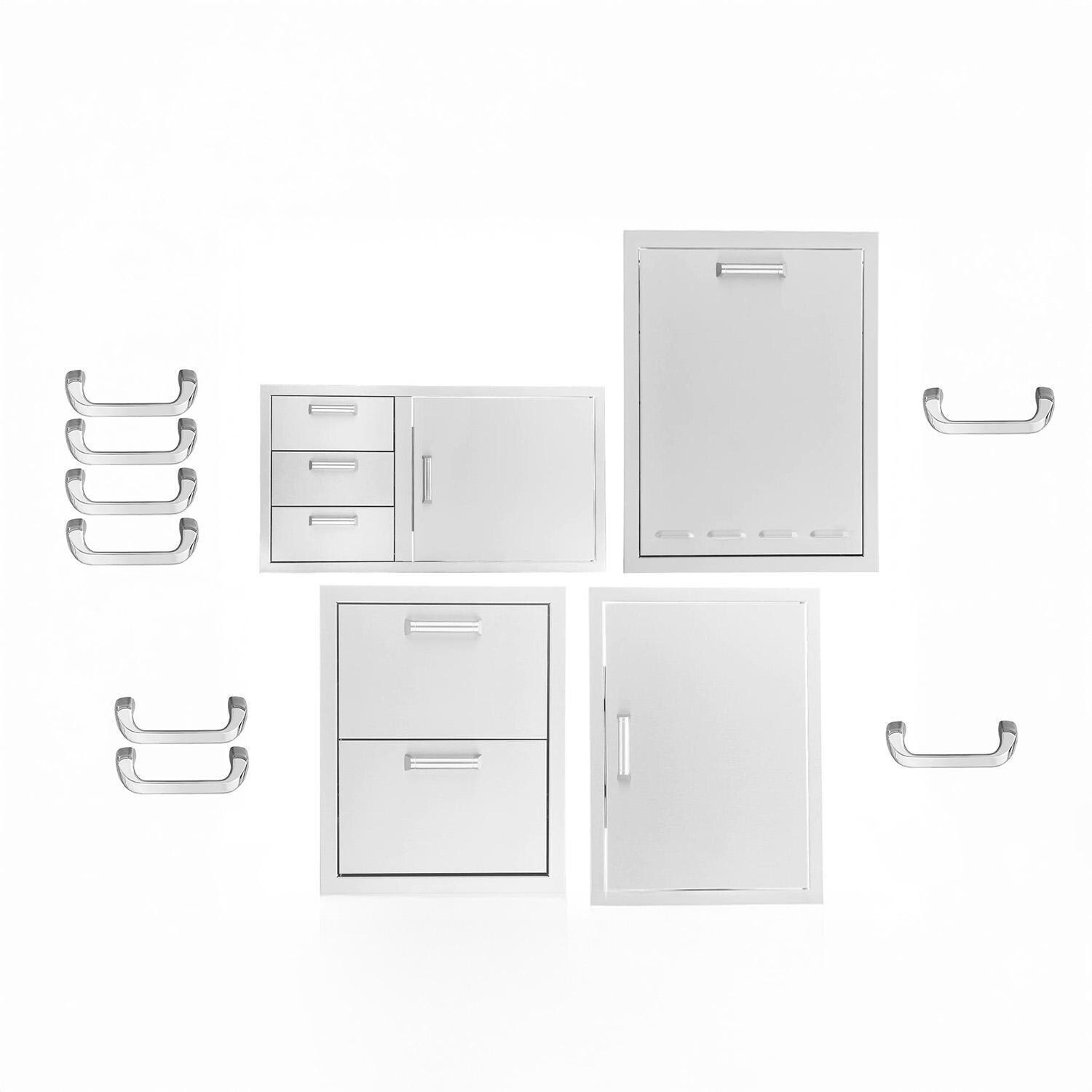 BBQGuys Signature 4 Pc 39-in Contempo/Traditional Door & Drawer Combo Outdoor Kitchen Storage Package - Contempo - White Background thumbnail