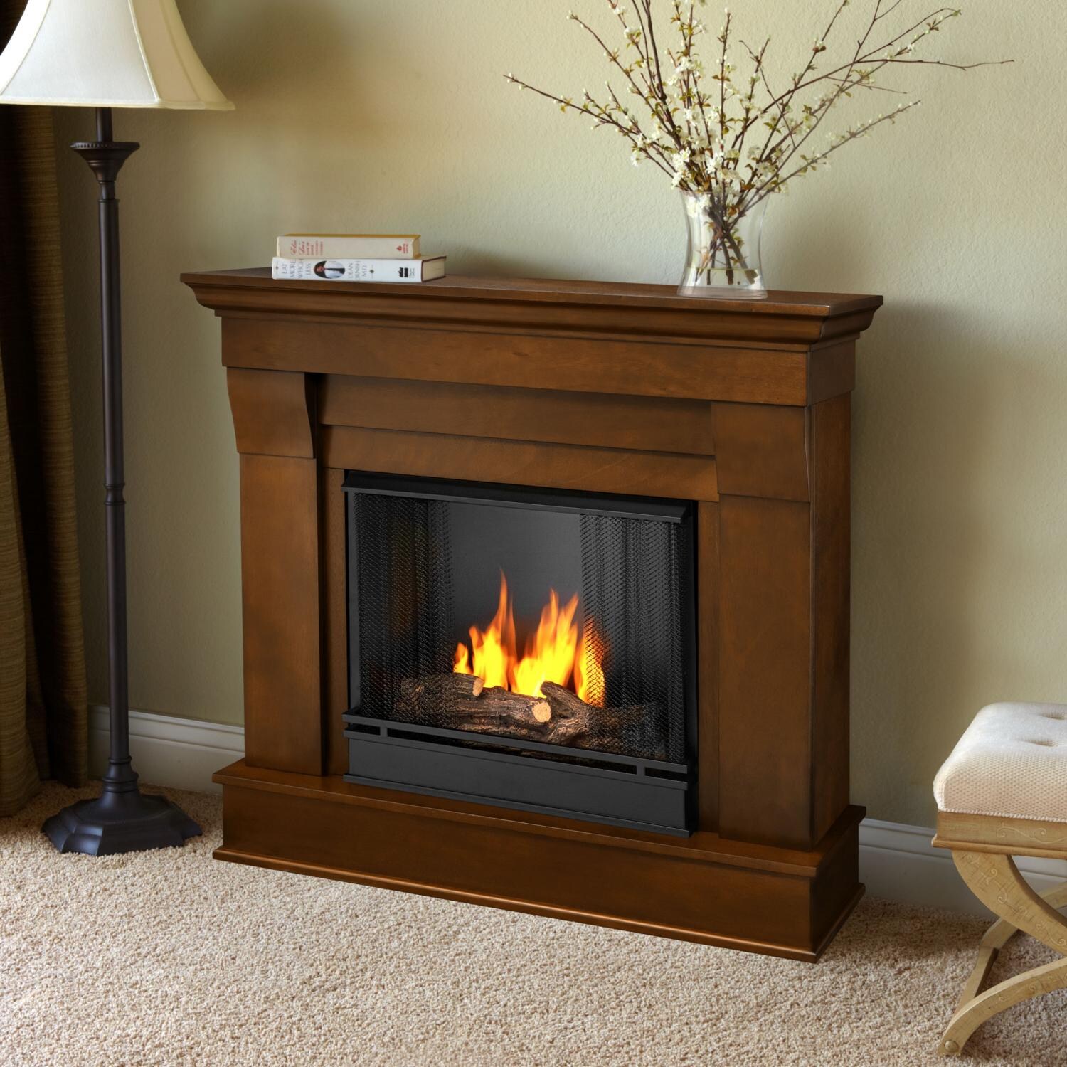 Real Flame Chateau 40Inch Gel Fireplace With Mantel Espresso 5910E BBQGuys