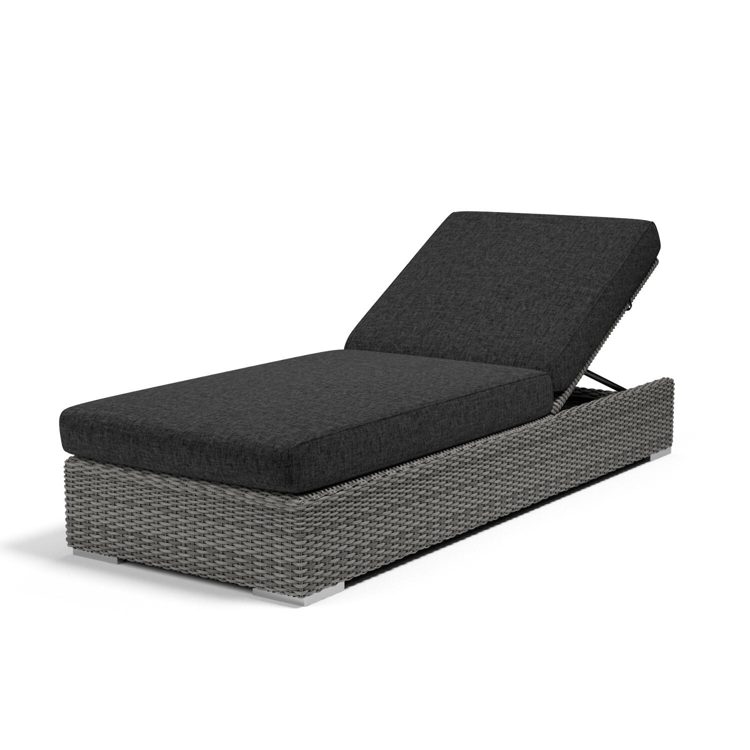 Sunset West Emerald II Resin Wicker Adjustable Patio Chaise Lounge W/ Sunbrella Spectrum Carbon Cushions