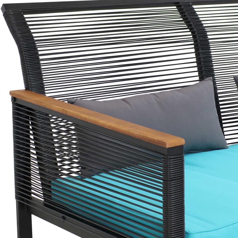 Ultimate Patio 4-Piece Black Resin Rattan Outdoor Patio Furniture Set - Loveseat - Detail thumbnail