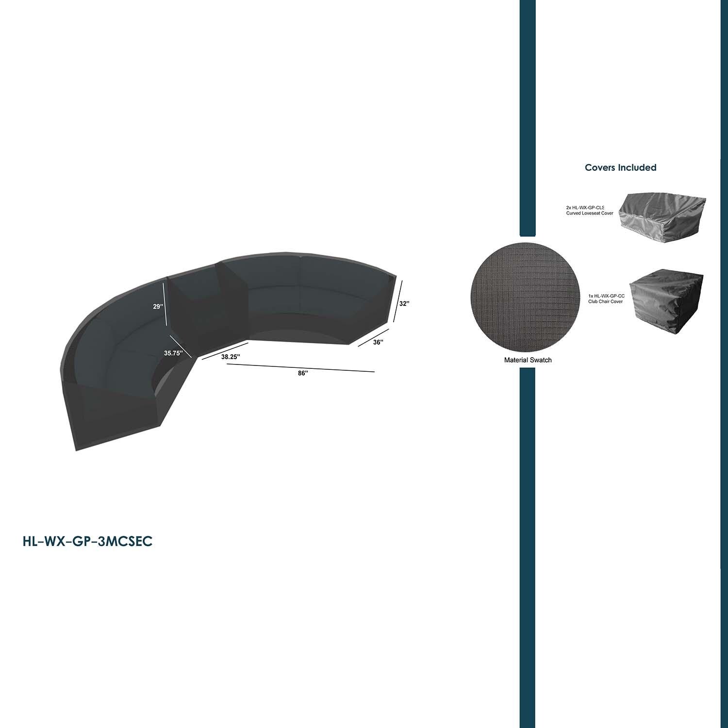 Weather Resistant Covers For 3 Pc Extended Curve Sectional Set by Lakeview Outdoor Designs