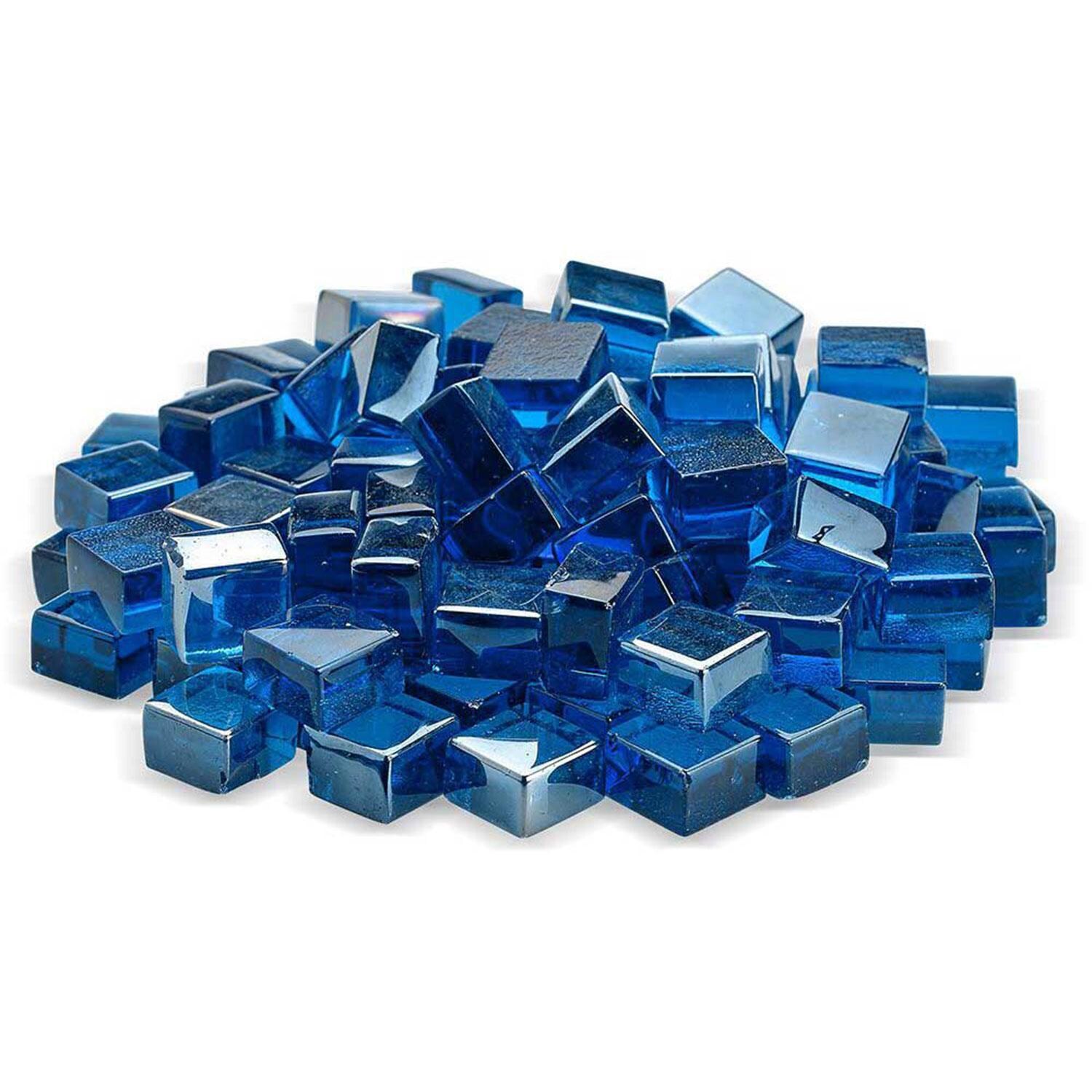 Warming Trends 1/2-in Pacific Blue Reflective Fire Glass Cubes-10 Lbs - White Background thumbnail