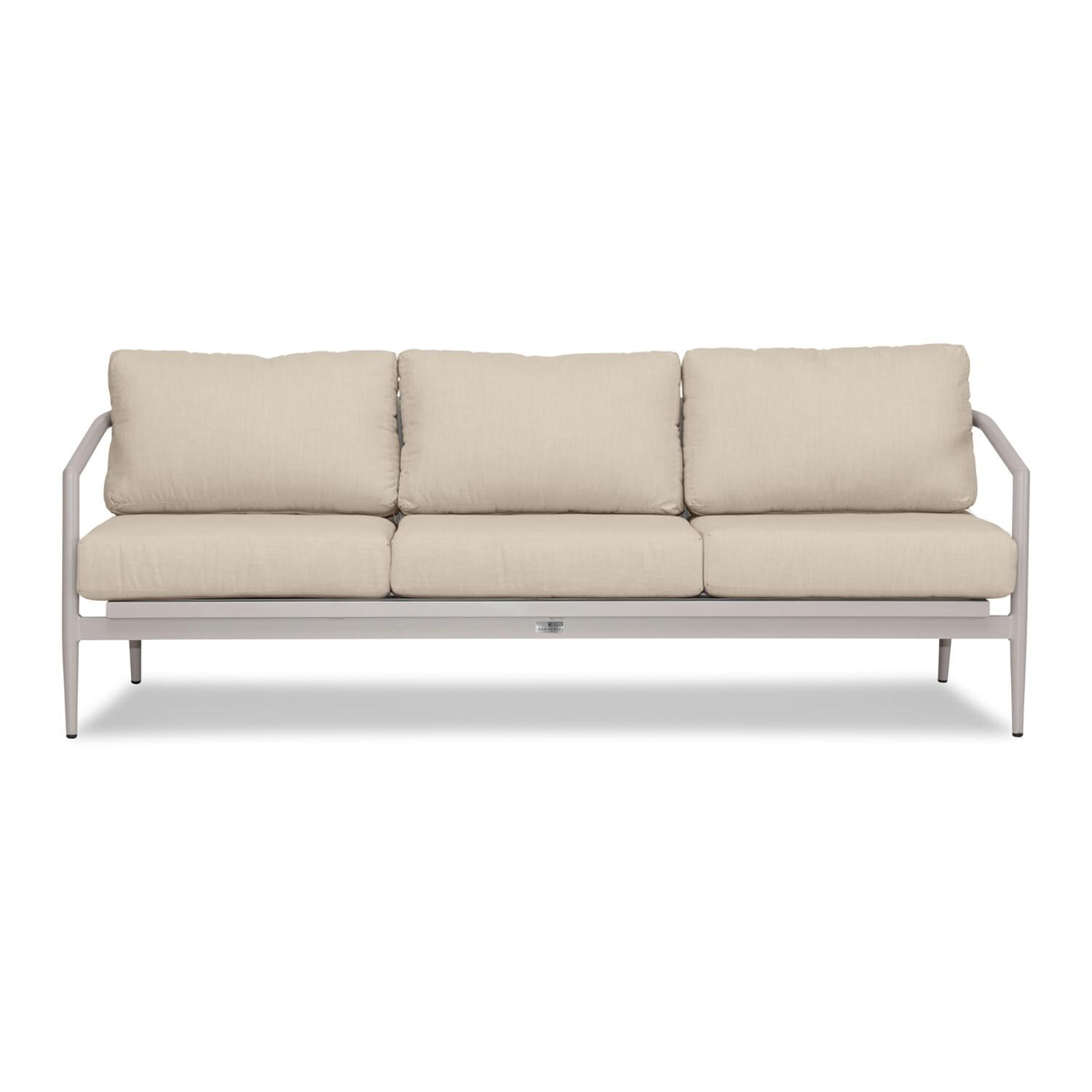 Midnight Cove 3 Person Aluminum Sofa in Urban Stone/Canvas Flax by Lakeview Outdoor Designs