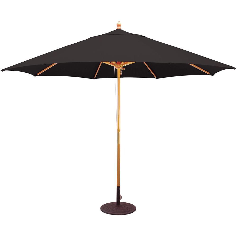 Galtech 11 Ft. Octagonal Wood Patio Umbrella W/ Pulley Lift - Light Wood Frame W/ Black Sunbrella Fabric (Umbrella Base Not Included) thumbnail