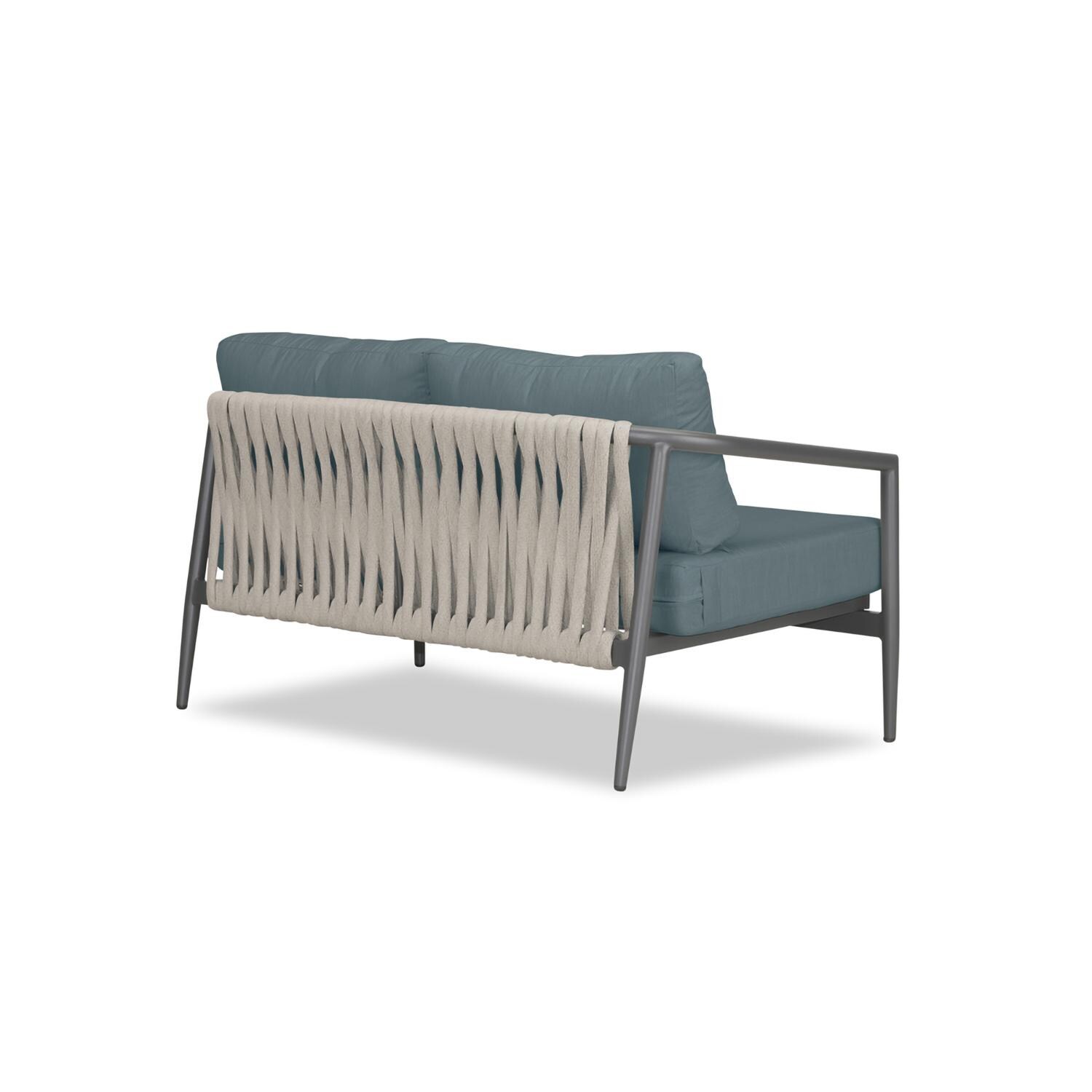 Lakeview Midnight Cove 2 Person Aluminum Loveseat in Slate/Pebble Gray/Cast Lagoon - Back Right - White Background thumbnail