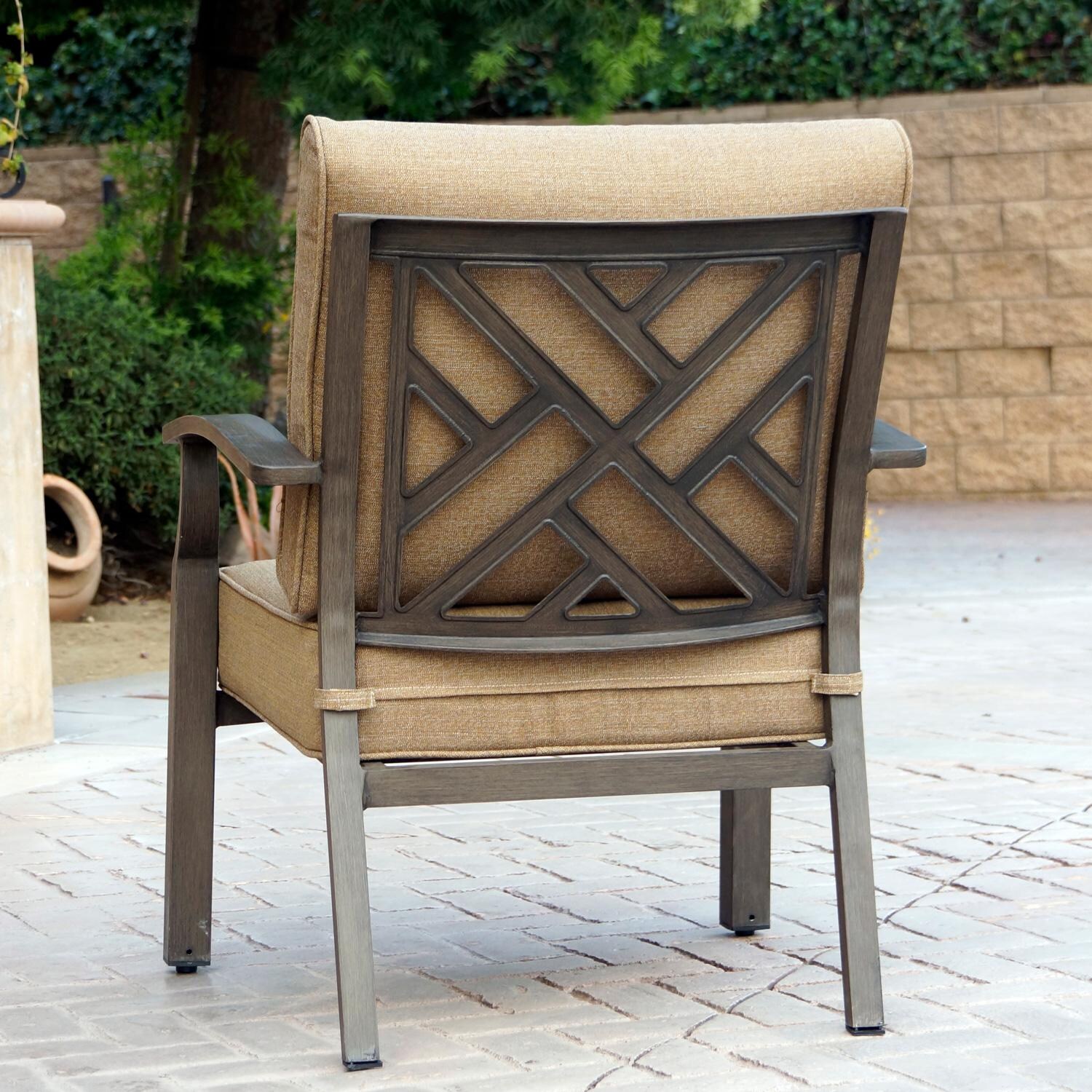 Darlee Brooklyn 5 Piece Patio Conversation Set W/ 43 X 21-Inch Rectangular Coffee Table & 21-Inch Square End Table & Sesame Cushions - Chair Back thumbnail