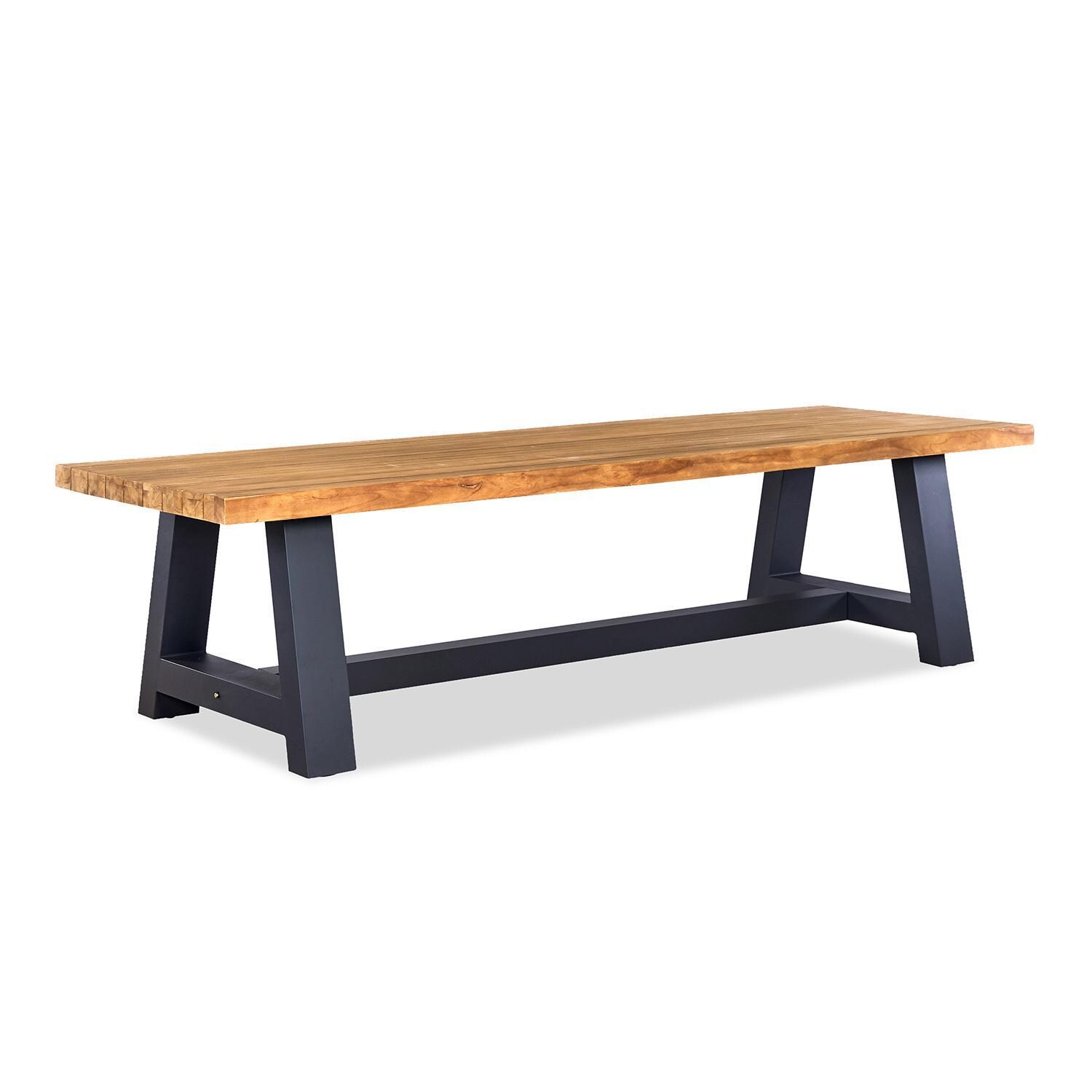 Chloe Bay 6 Seat Reclaimed Teak Patio Dining Set in Black by Lakeview - Table - White Background thumbnail