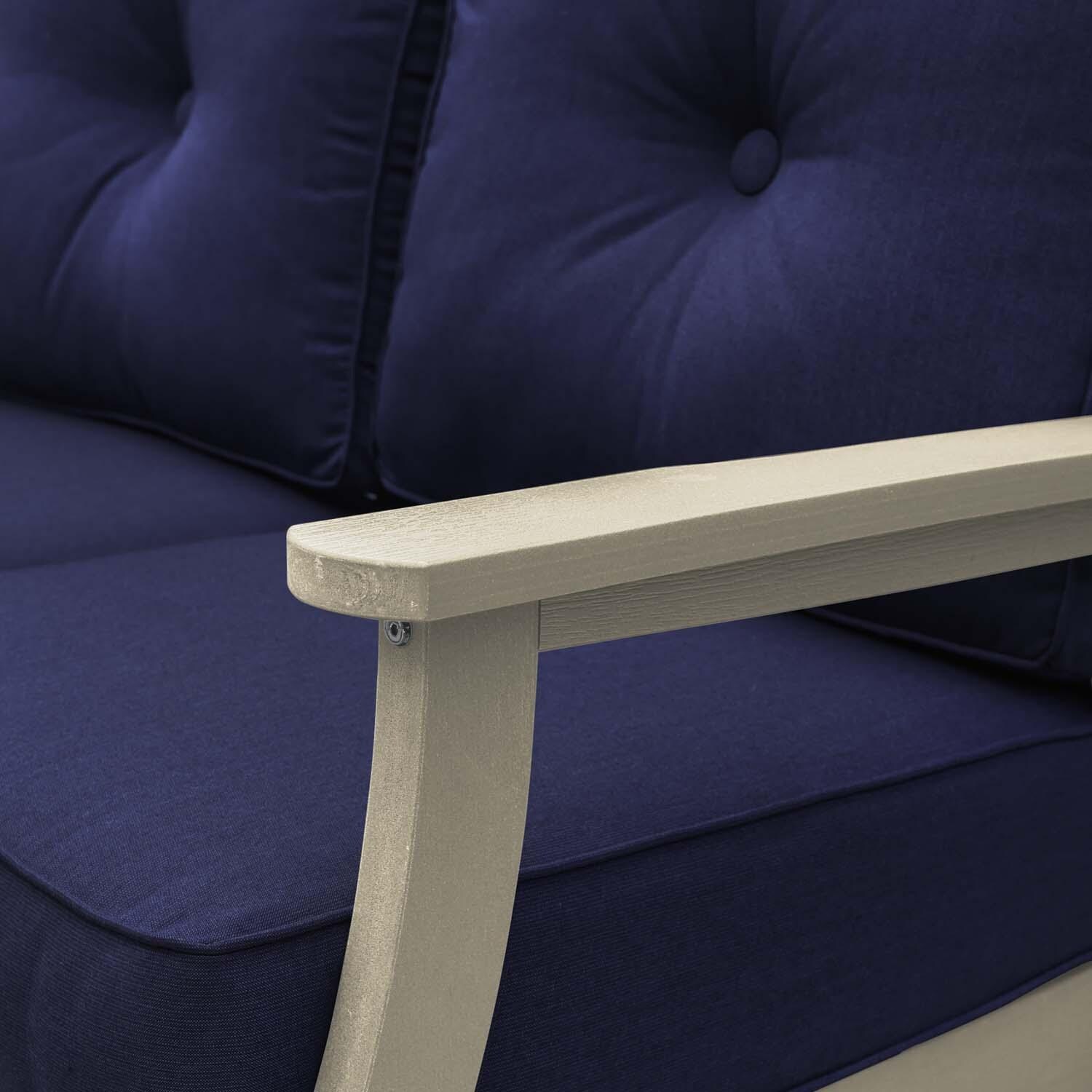Blushing Bay 2 Person Recycled Plastic Loveseat in Spectrum Indigo/Whitewash by Lakeview Outdoor Designs - Detail thumbnail